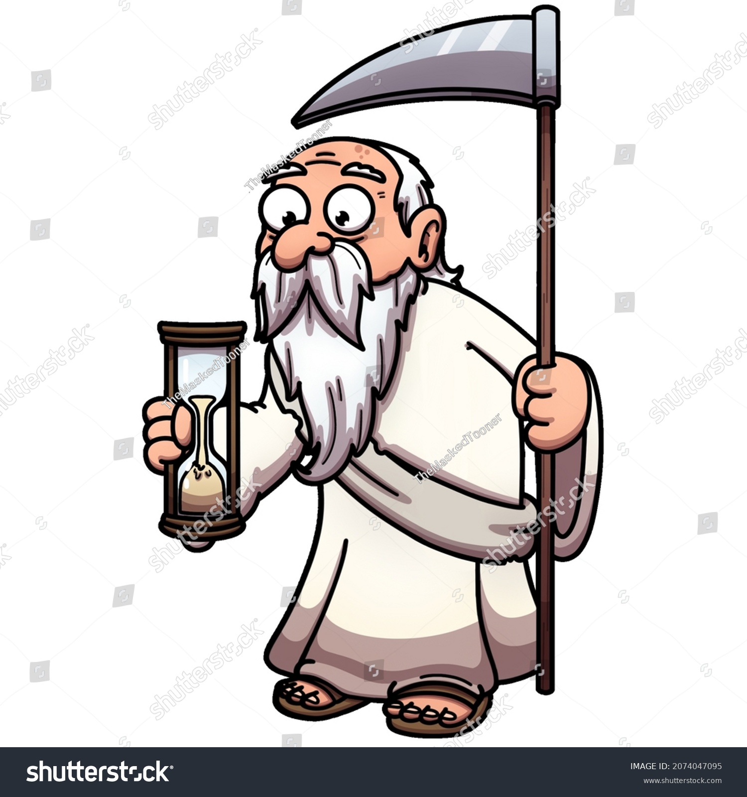 Cartoon Father Time Hourglass Scythe Vector Stock Vector (Royalty Free ...