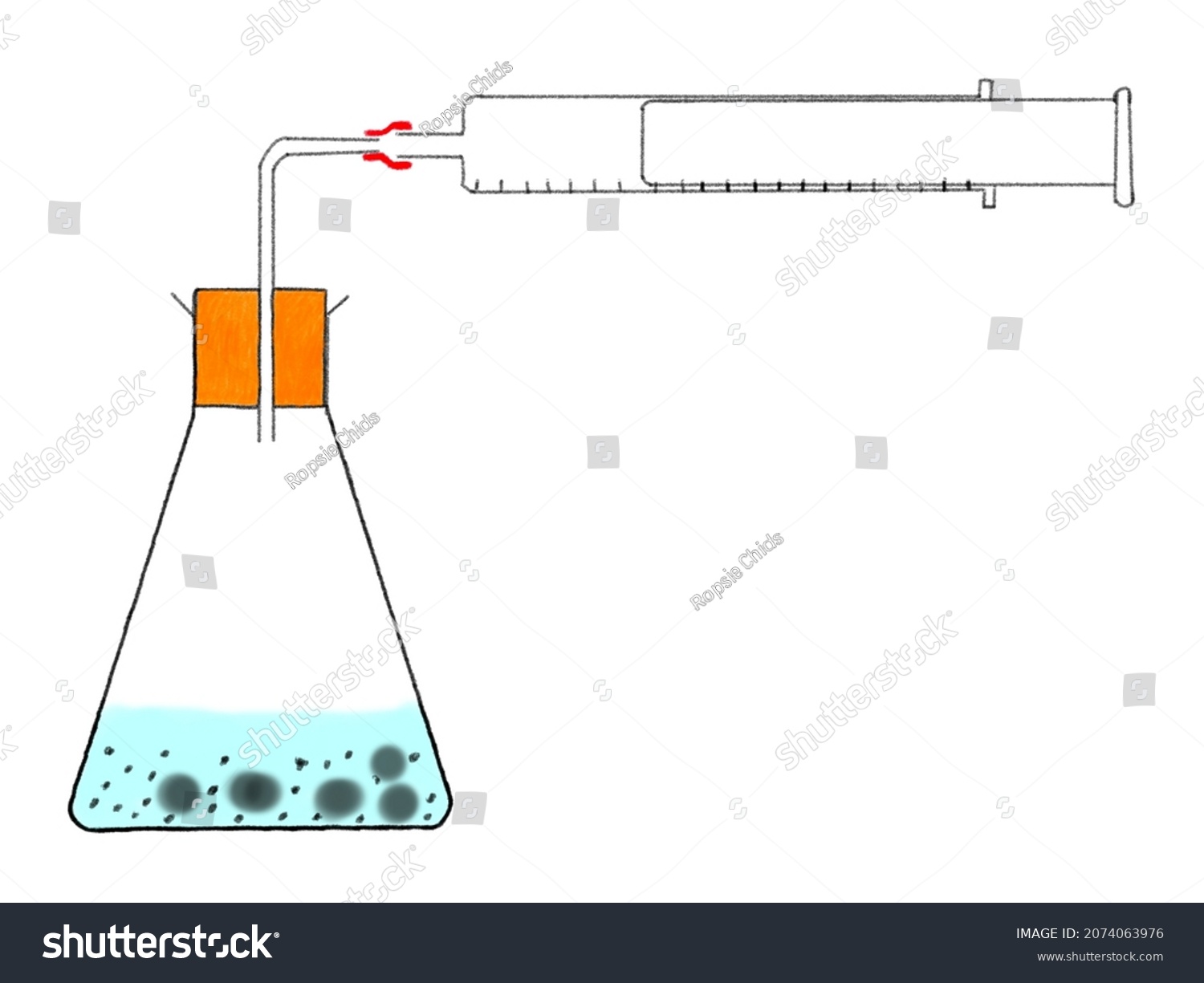 Simple Gas Collection Experiment Using Gas Stock Illustration ...