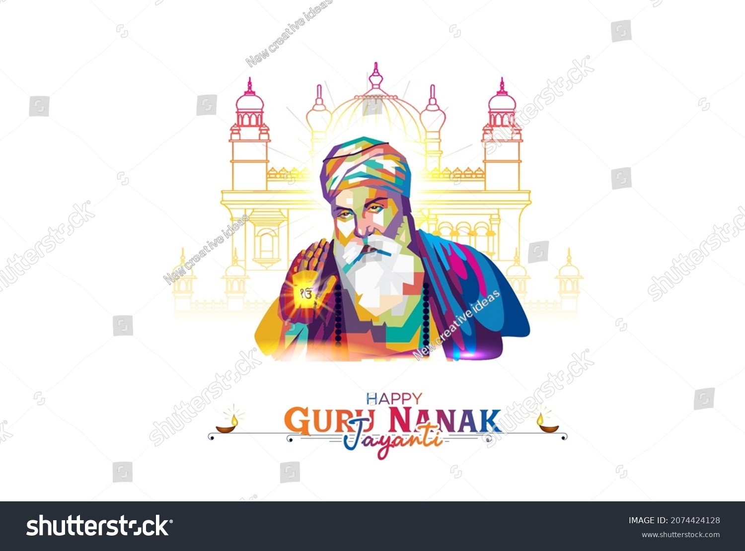 Lord Guru Nanak Dev Indian Festival Stock Vector (Royalty Free ...