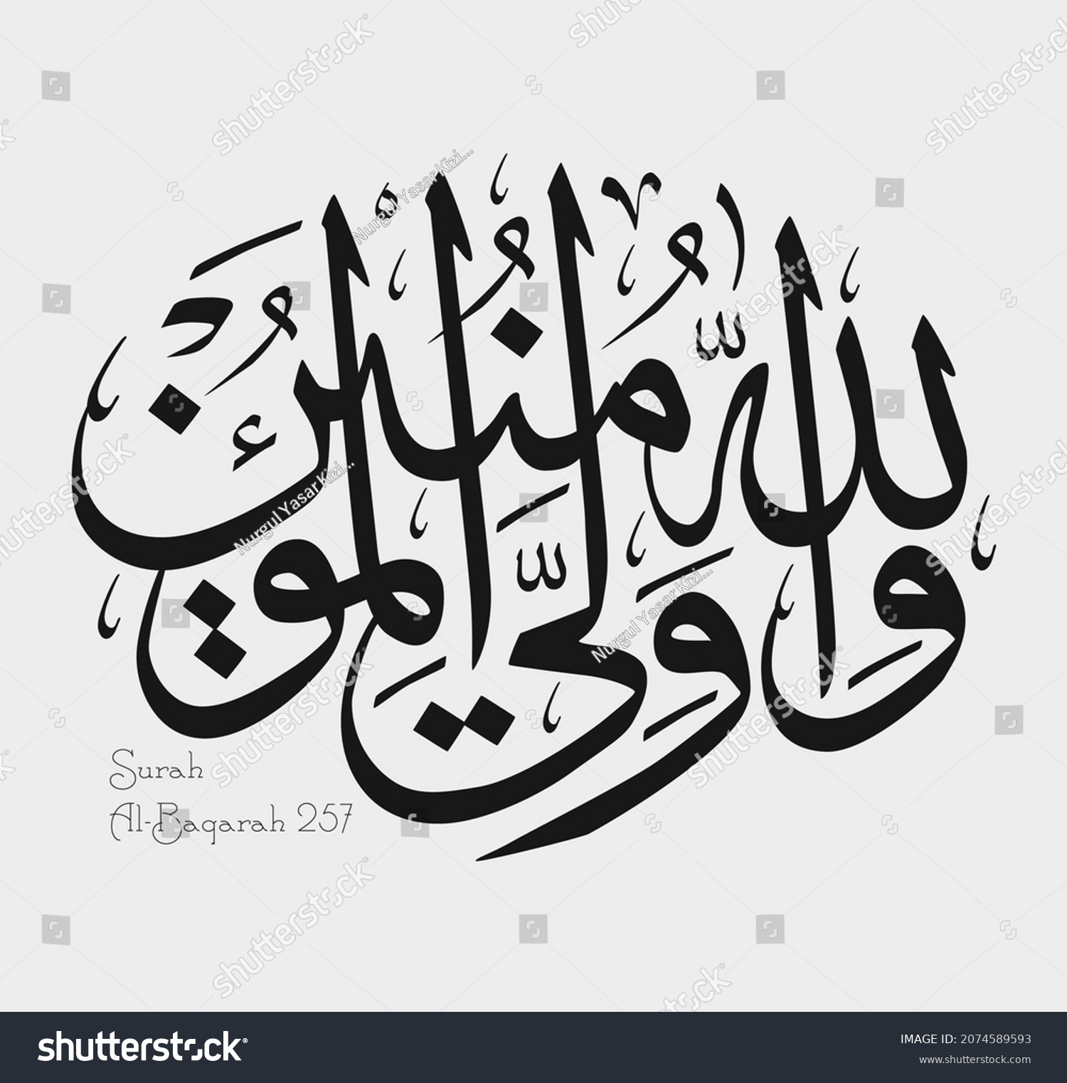 Islamic Calligraphy Quran Surah Albaqarah 257 Stock Vector Royalty Free 2074589593 Shutterstock