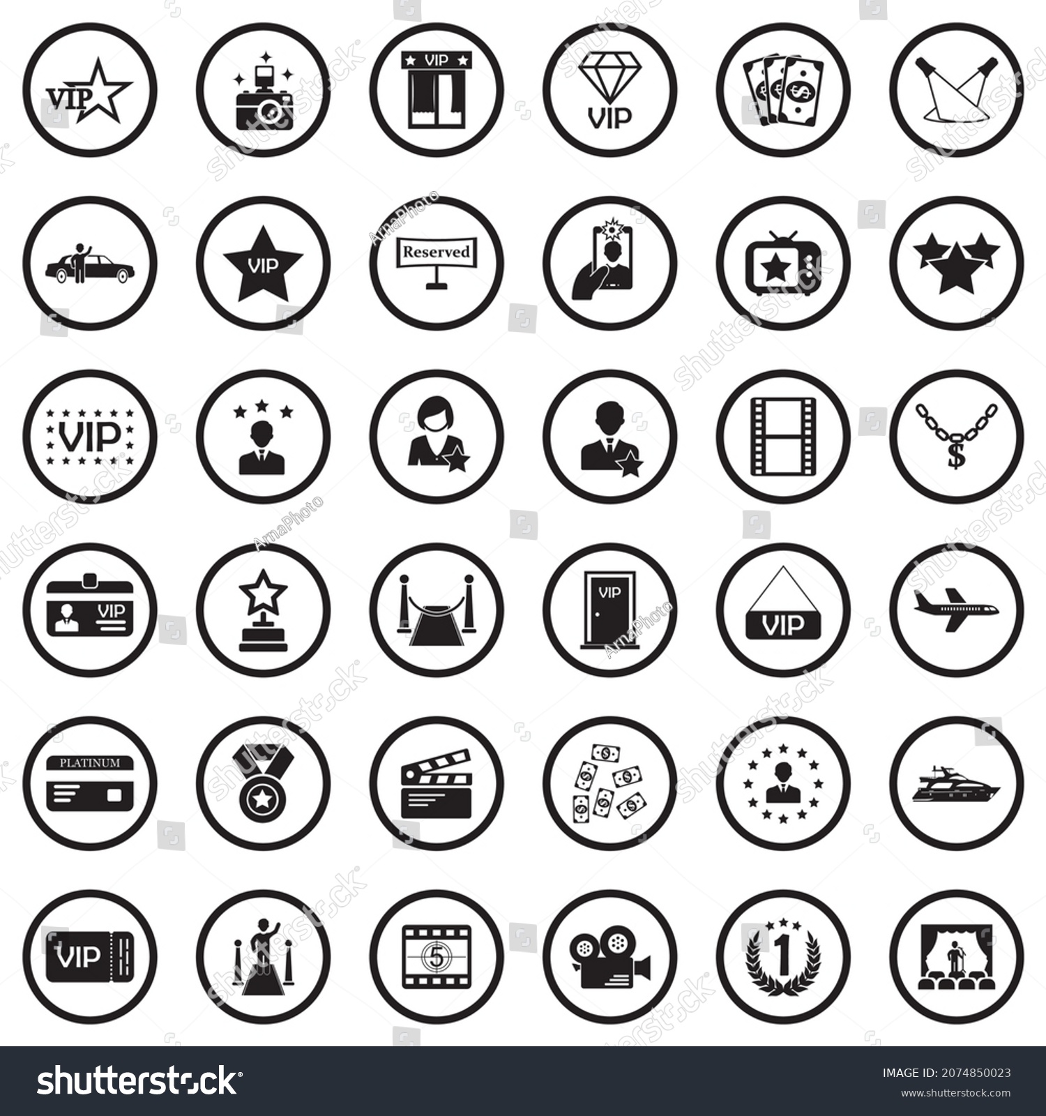 Vip Icons Black Flat Design Circle Stock Vector (Royalty Free ...