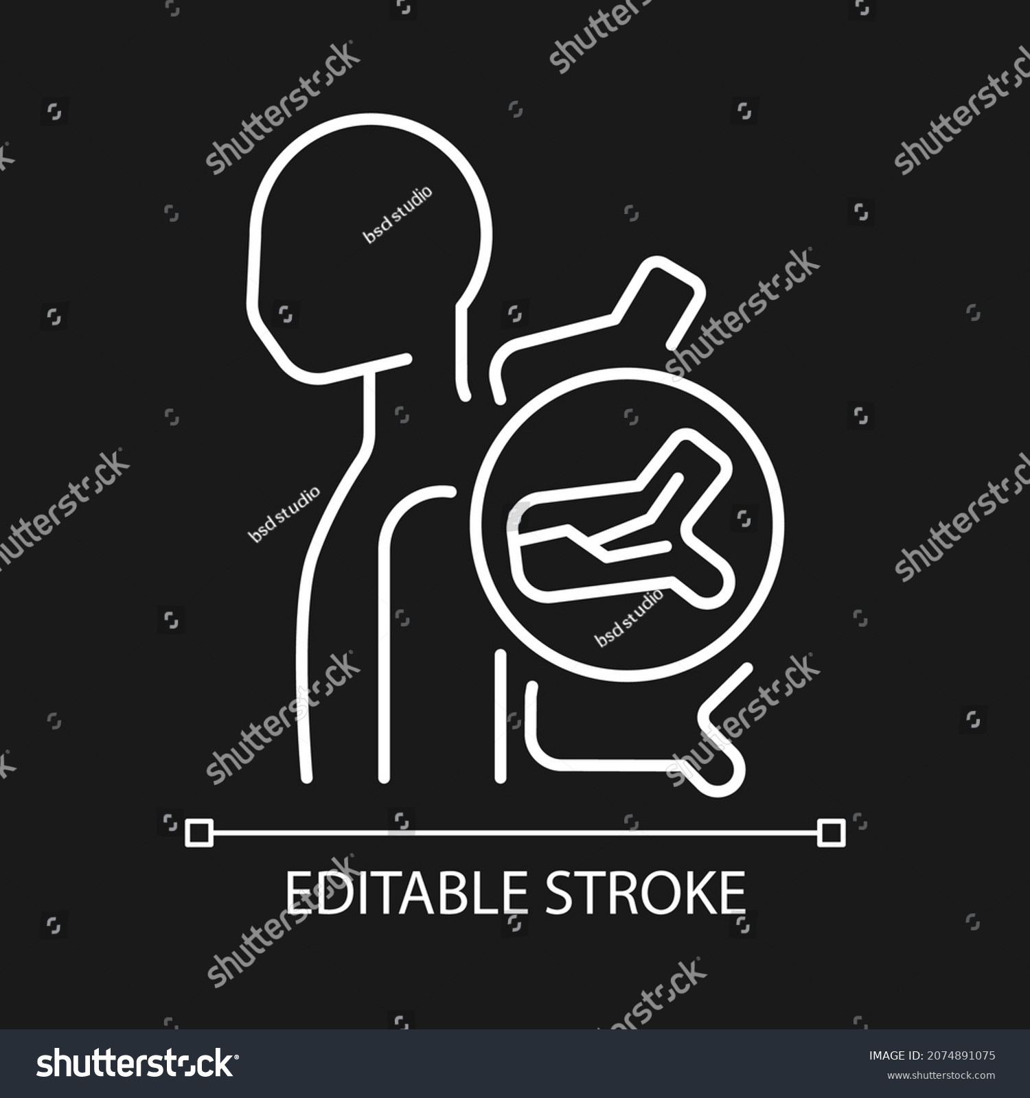 Spinal Fracture White Linear Icon Dark Stock Vector (Royalty Free ...