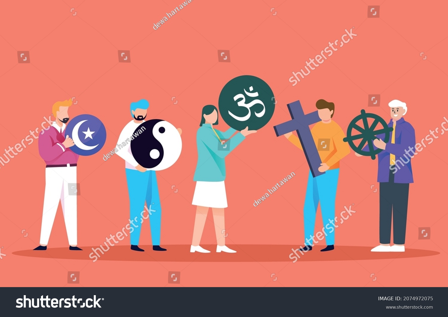 Religion Symbols Unity Diversity Vector Illustration Stock Vector ...