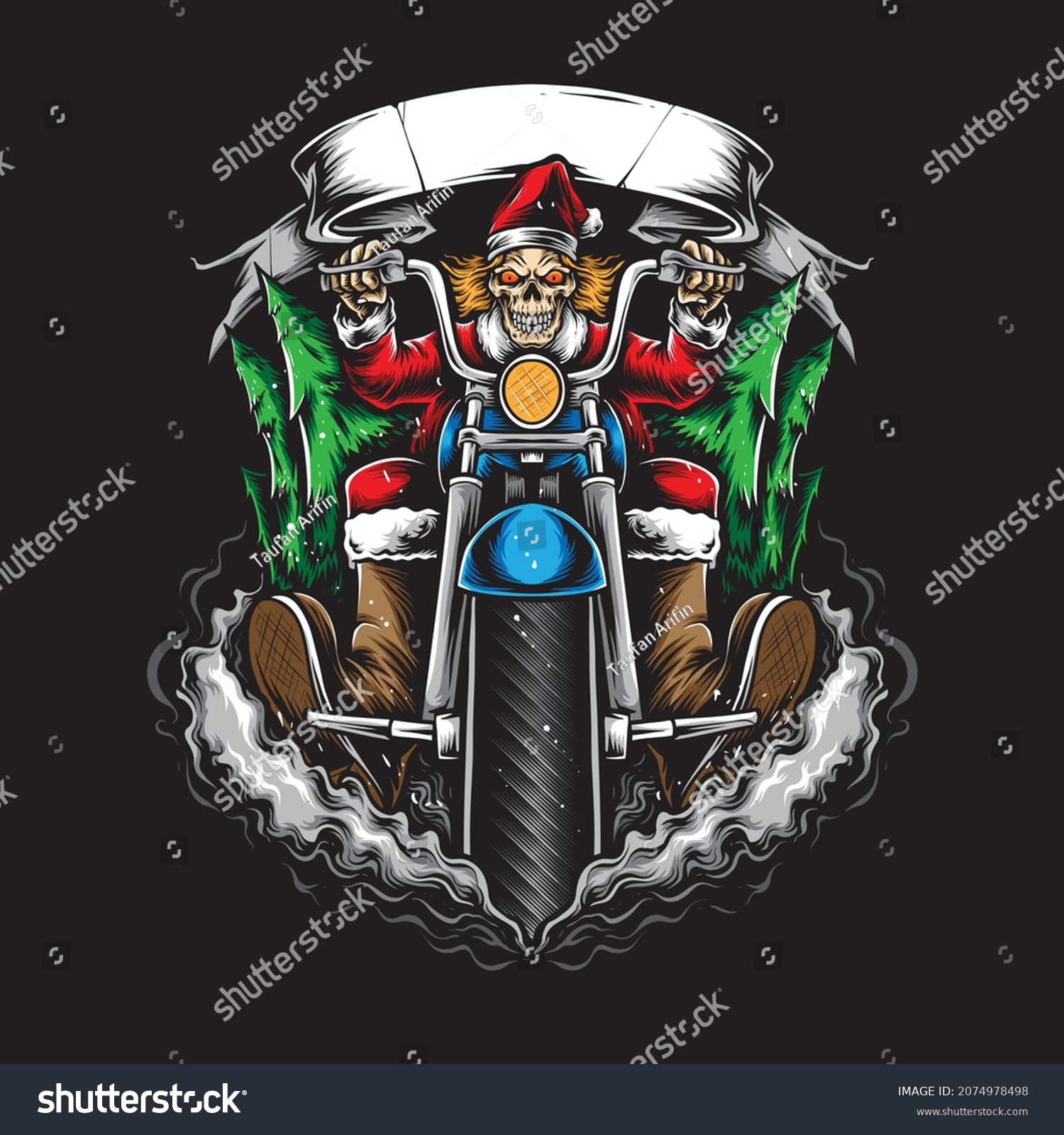 Scary Santa Rides Motorcycle Vector Stock Vector (Royalty Free ...