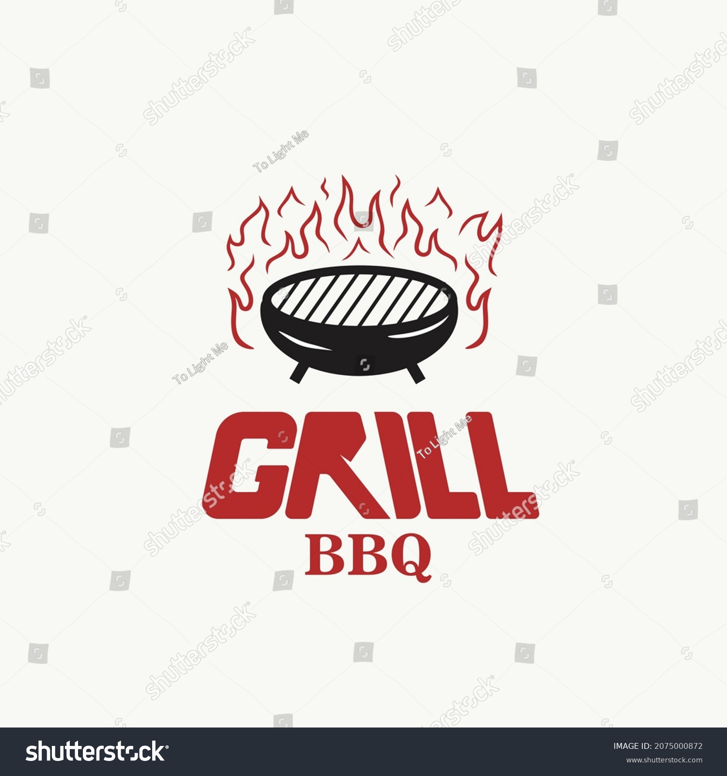 Grill Logo Fire Concept Combination Negative Stock Vector (Royalty Free ...