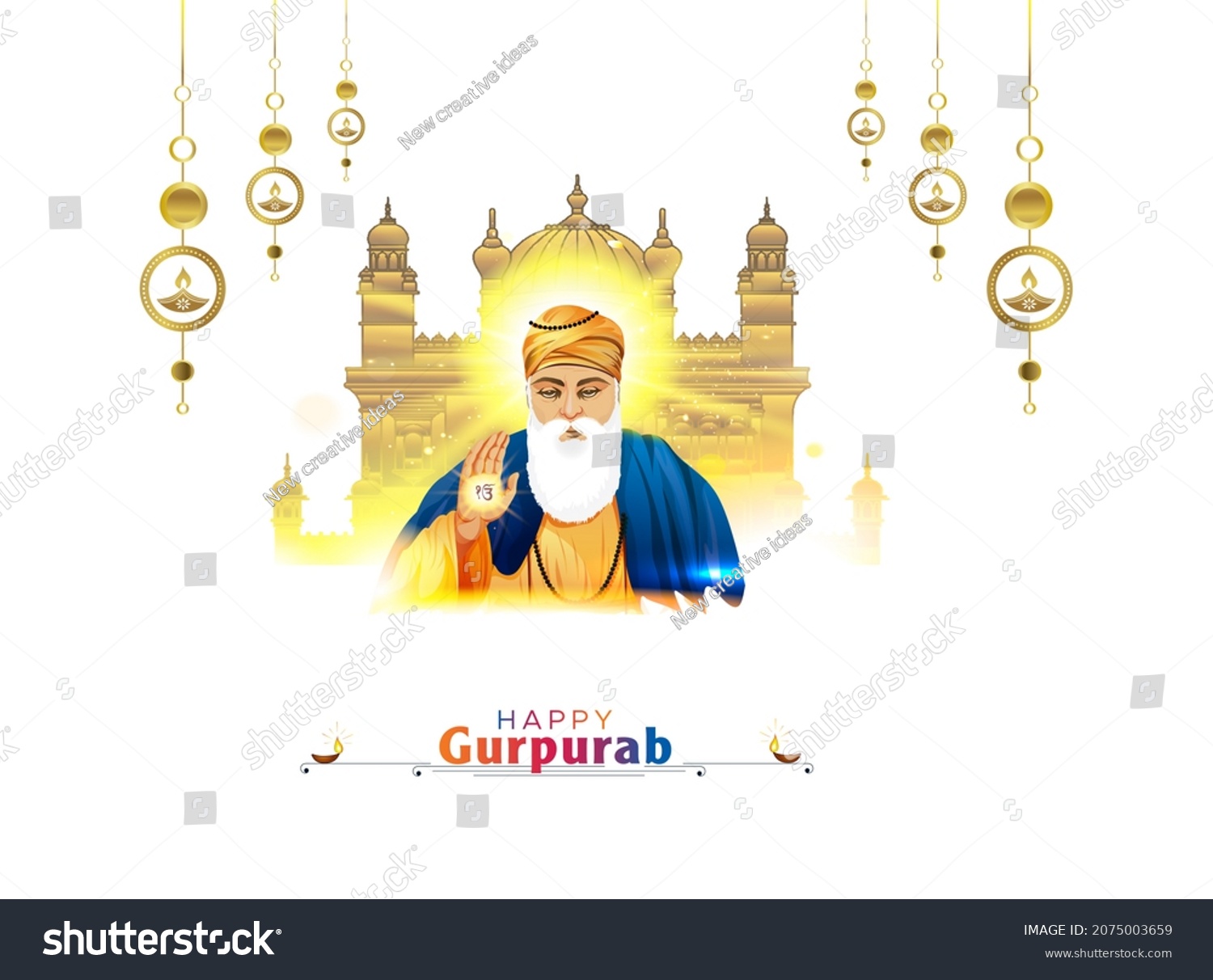 Happy Gurpurab Indian Sikh God Guru Stock Illustration 2075003659 