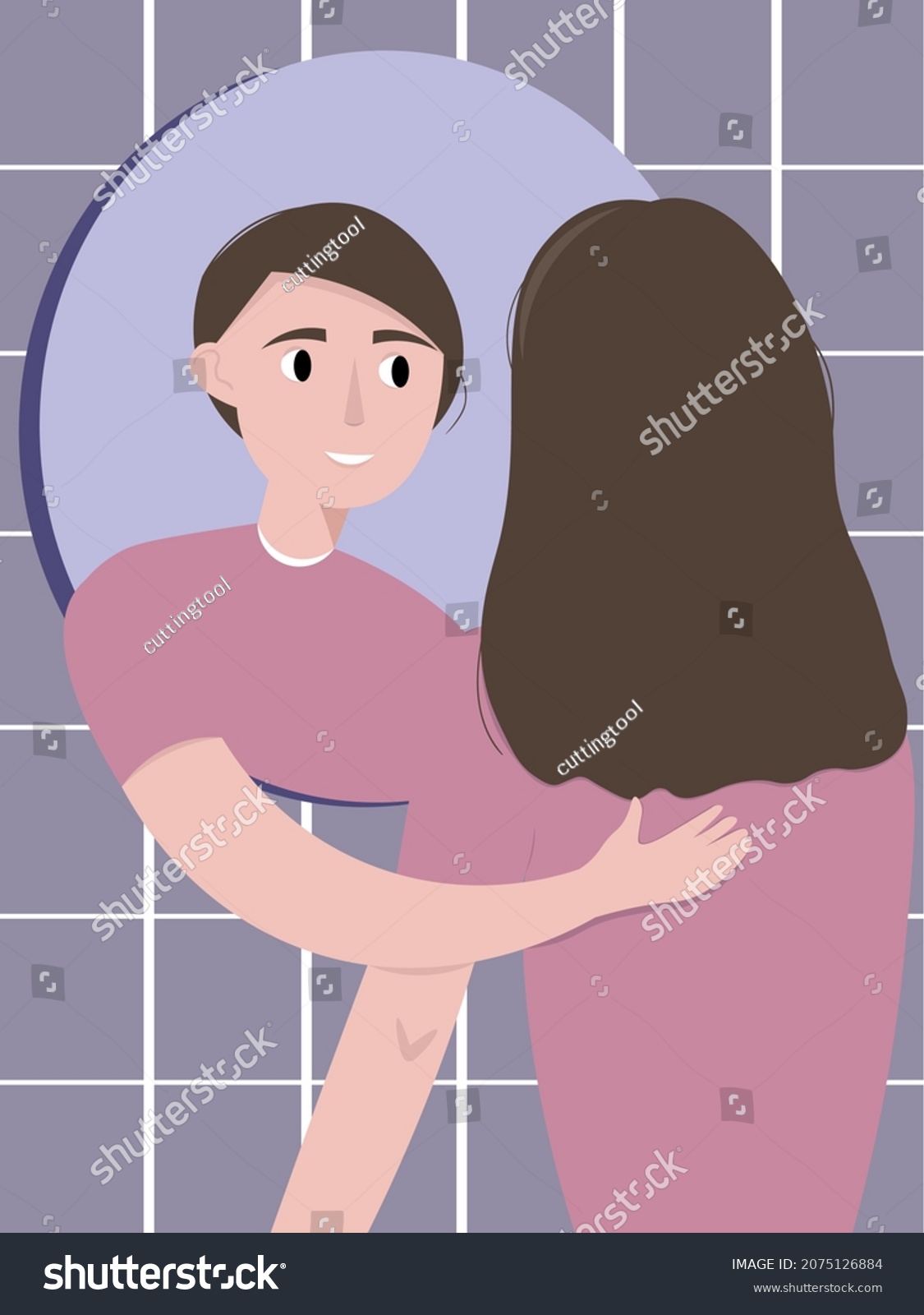 Transgender Woman Looks Mirror Acceptance Your Stock Vector (Royalty ...