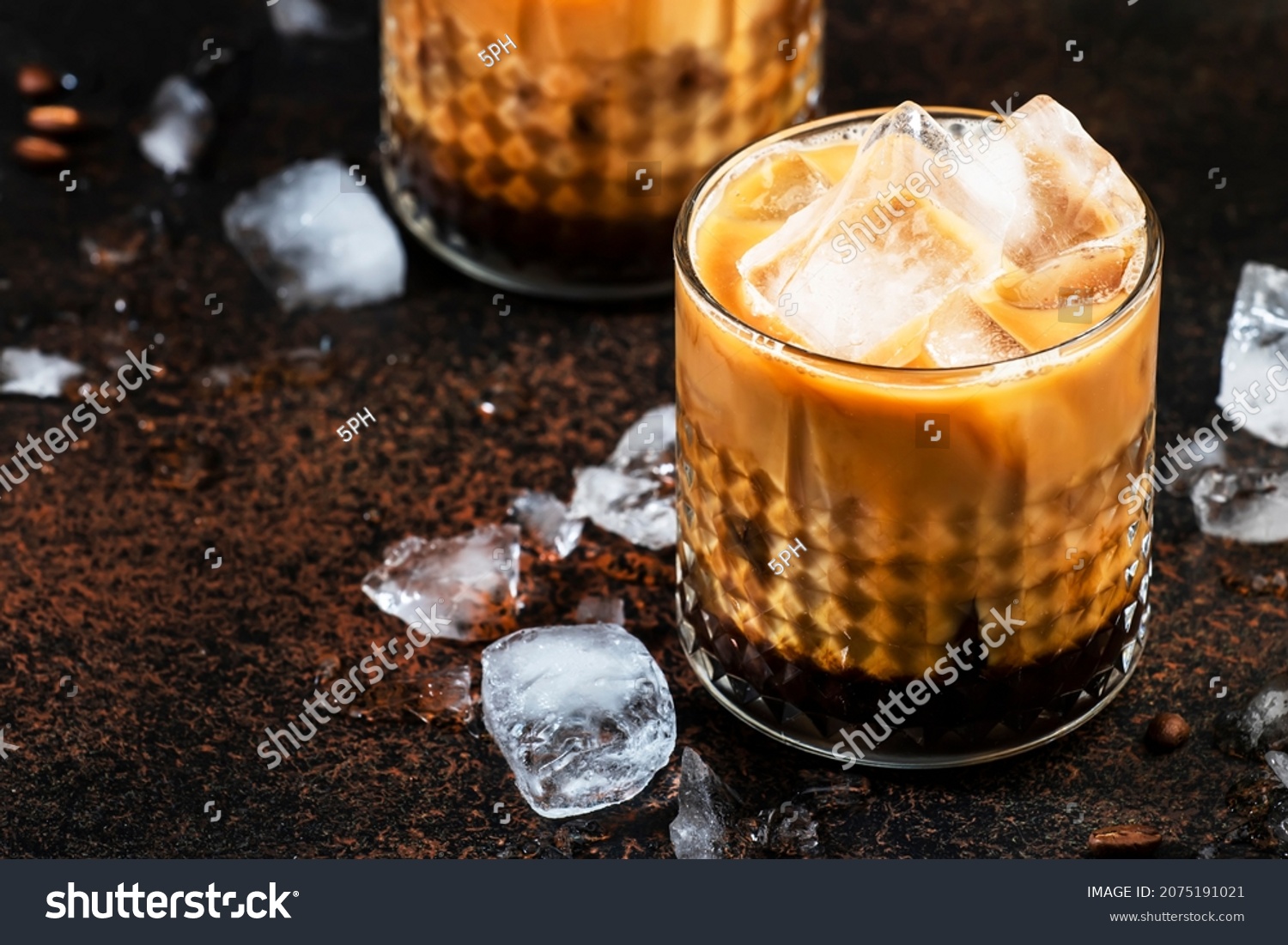 White Russian Cocktail Trendy Alcoholic Drink Stock Photo 2075191021   Stock Photo White Russian Cocktail Trendy Alcoholic Drink With Vodka Coffee Liqueur Cream And Ice Dark 2075191021 