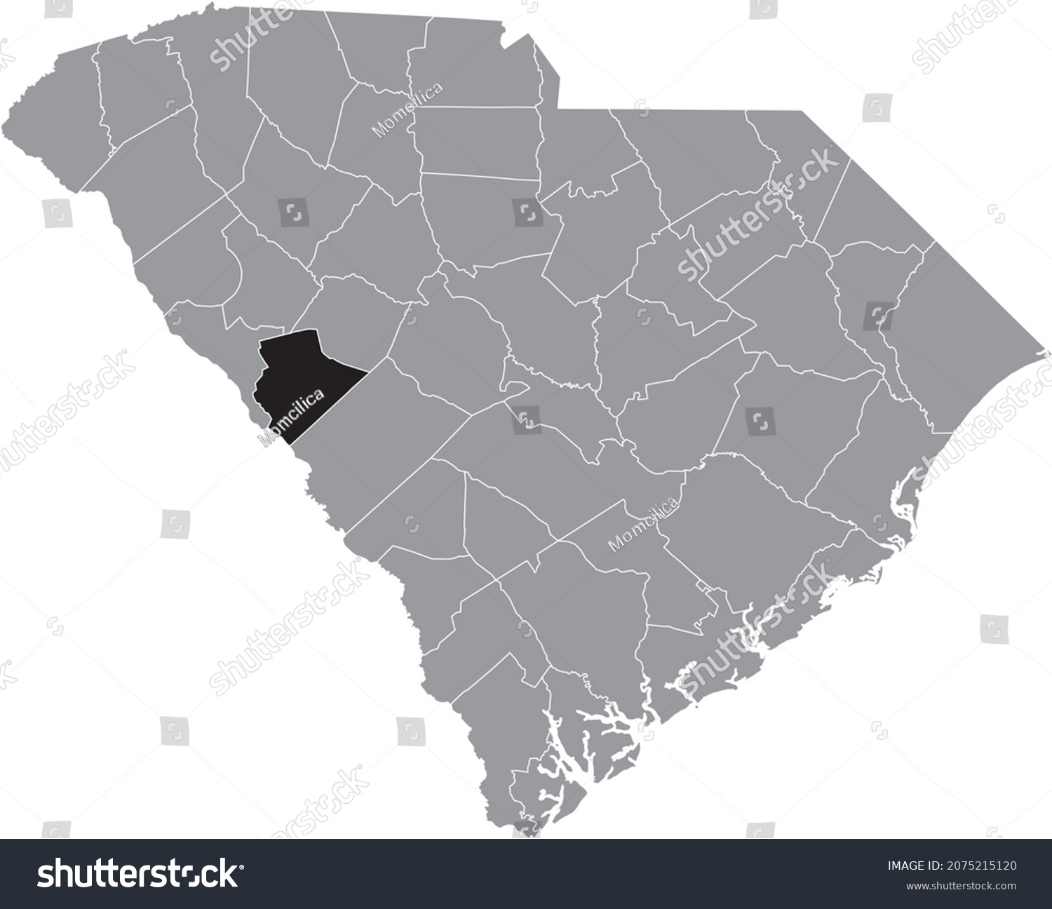 Black Highlighted Location Map Edgefield County Stock Vector (Royalty ...