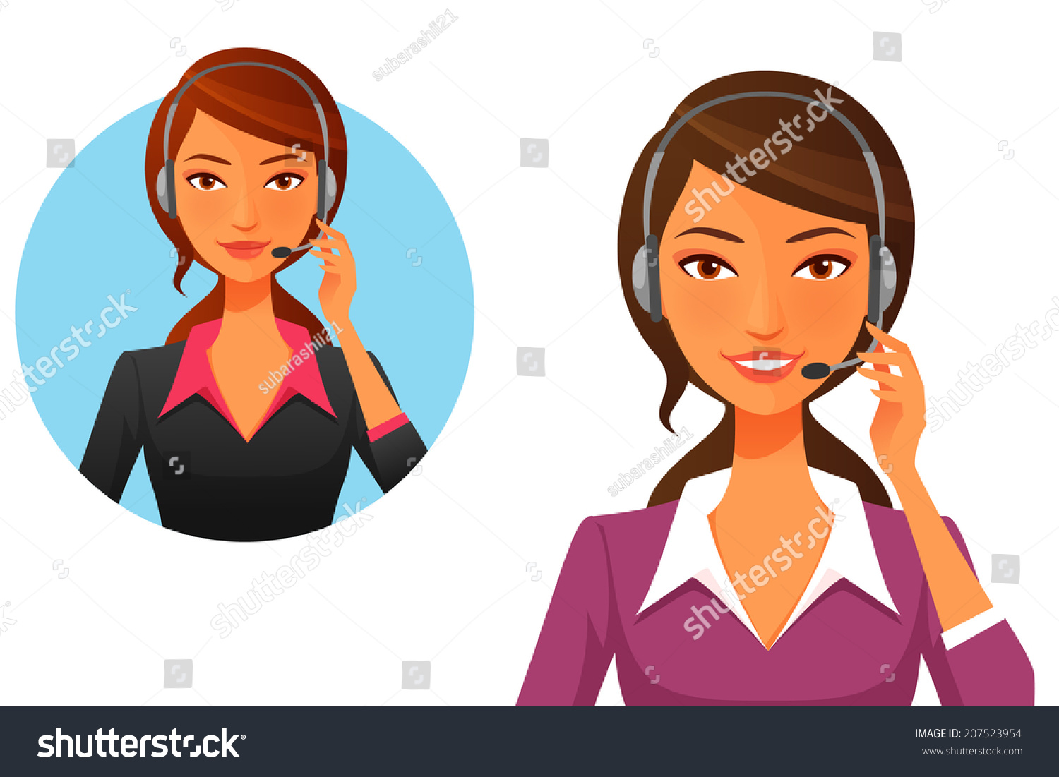 Cartoon Illustration Smiling Customer Support Operator Stock 