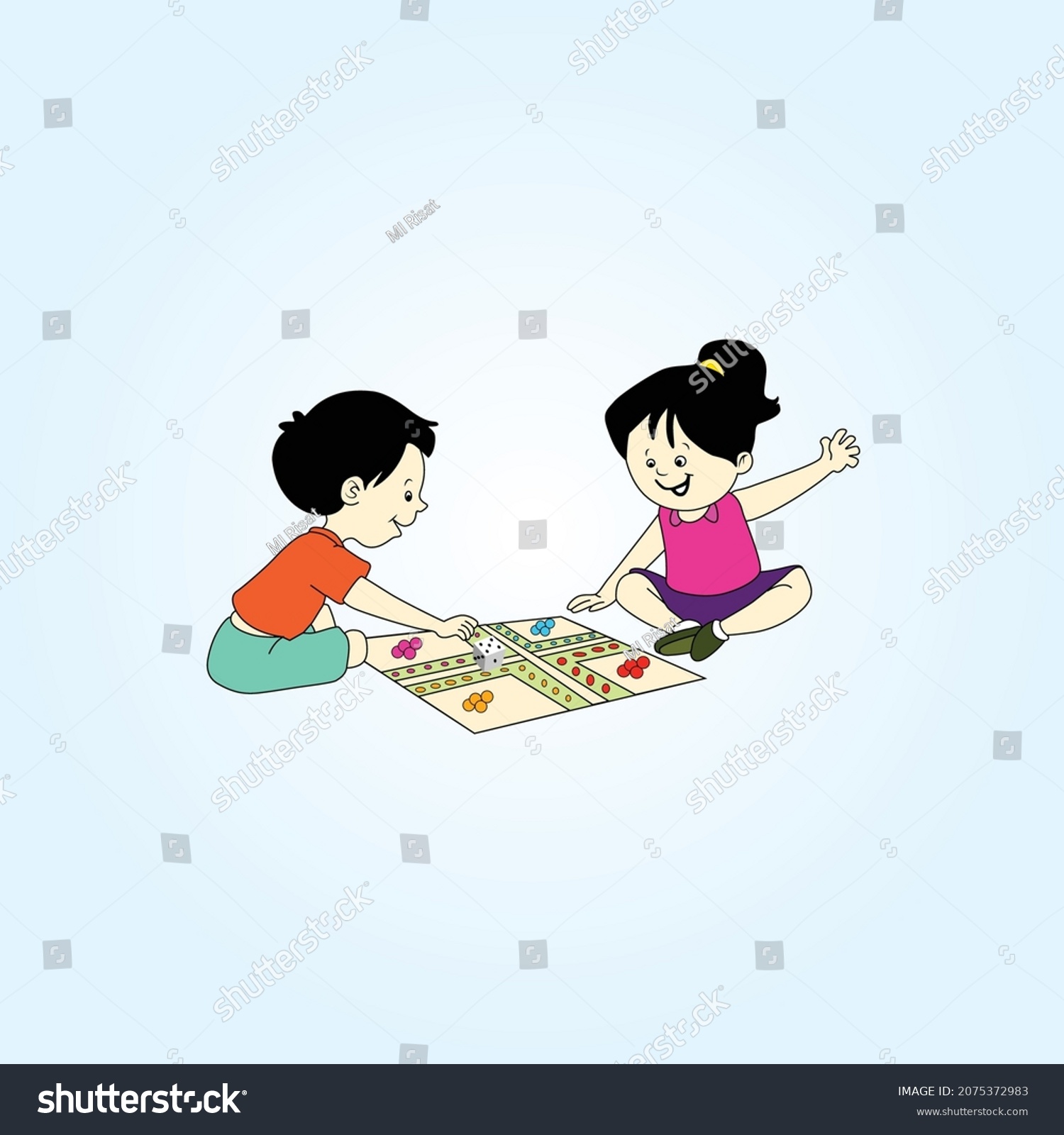 Brother Sister Playing Ludo Stock Vector (Royalty Free) 2075372983 ...