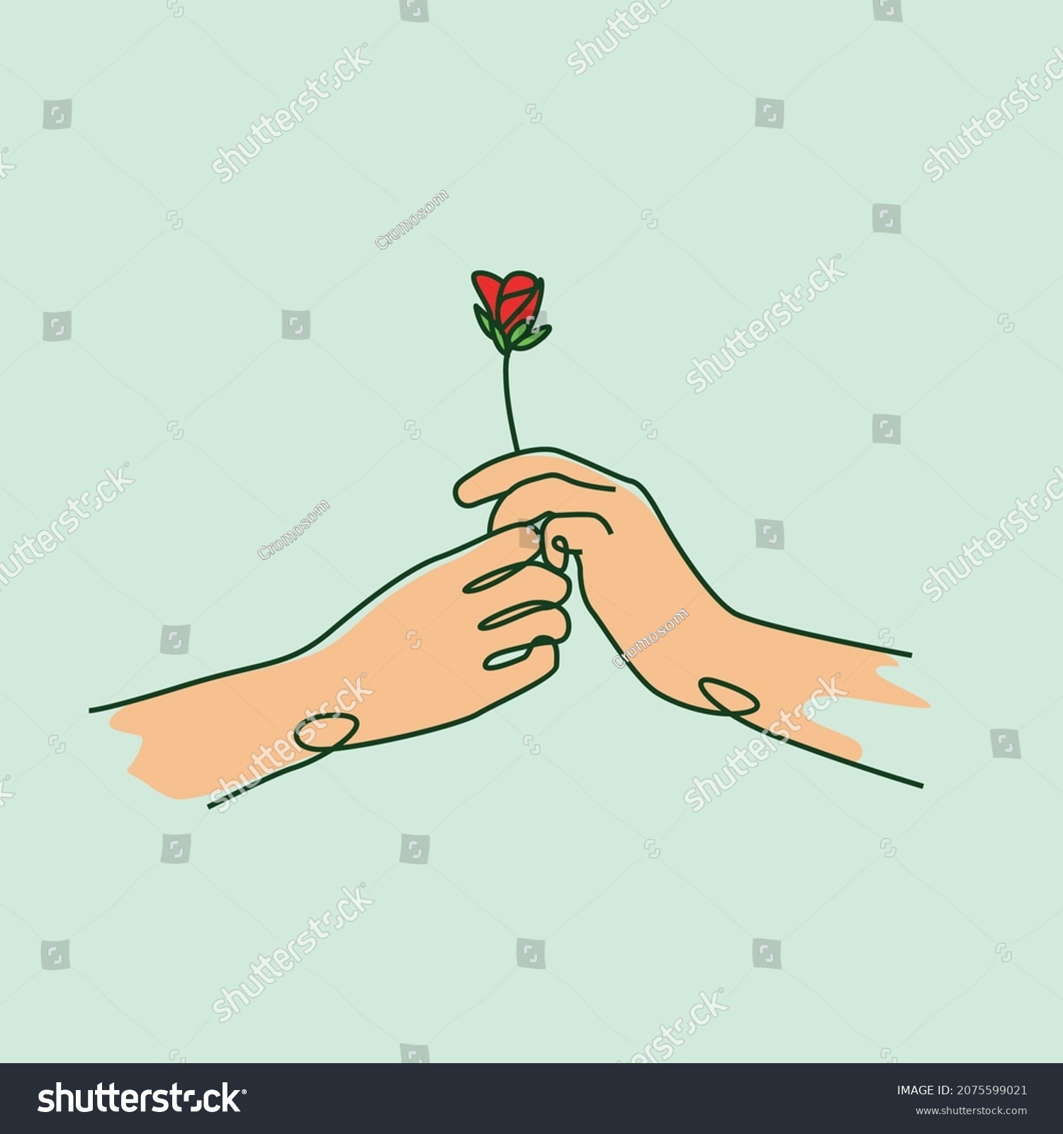 Hand Giving Flower Line Art Style Stock Vector (Royalty Free ...