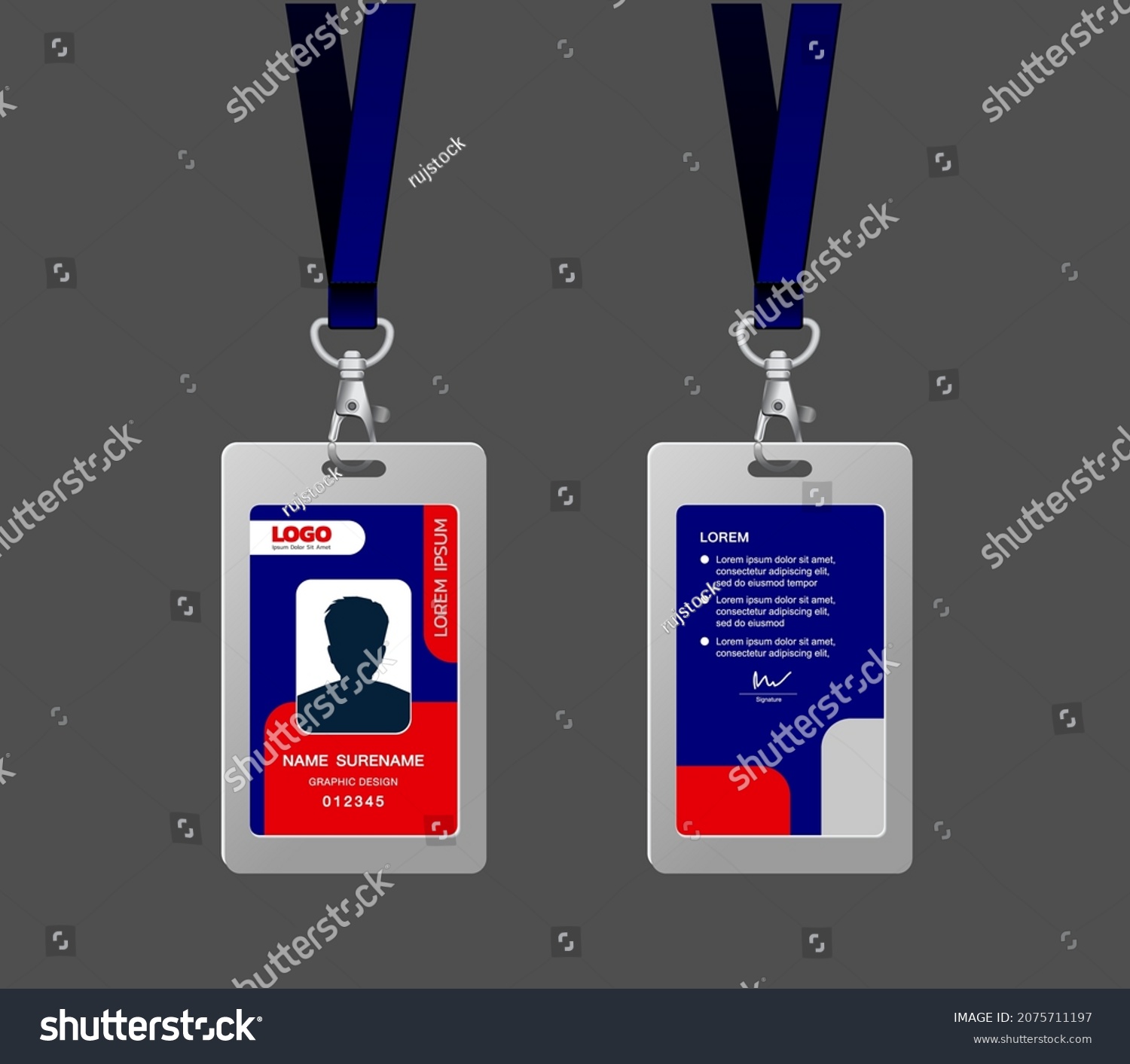 Vertical Id Card Design Template Front Stock Vector (Royalty Free ...