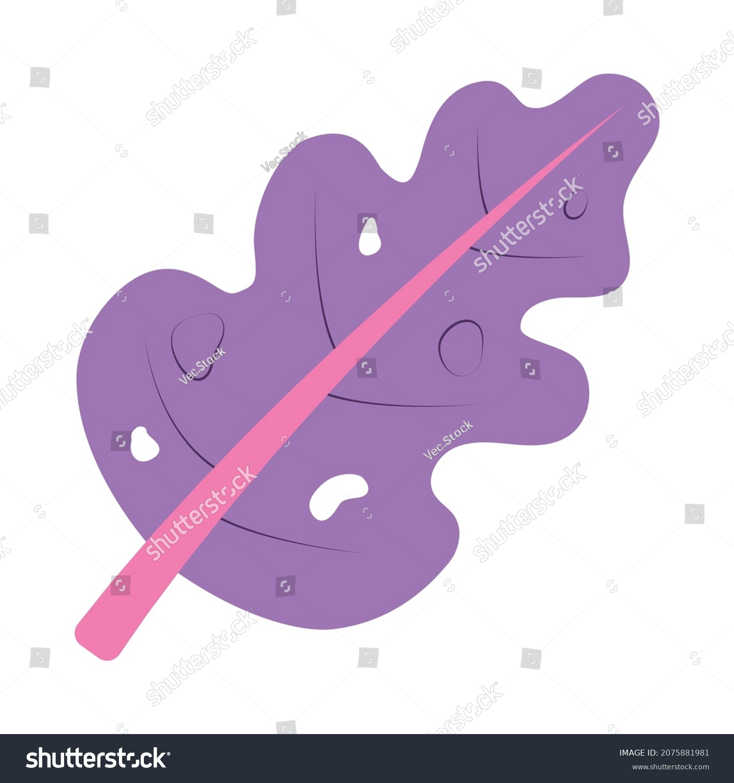 Purple Oak Leaf On White Background Stock Vector (Royalty Free ...