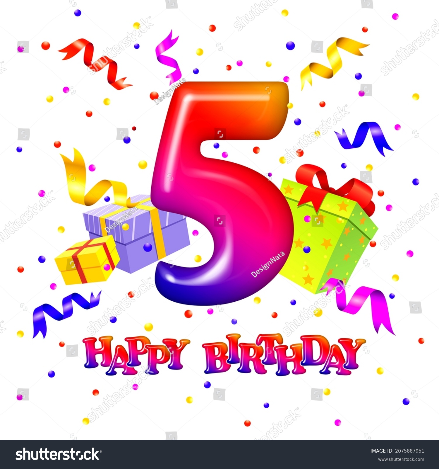 5 Year Happy Birthday Celebration Background Stock Illustration ...