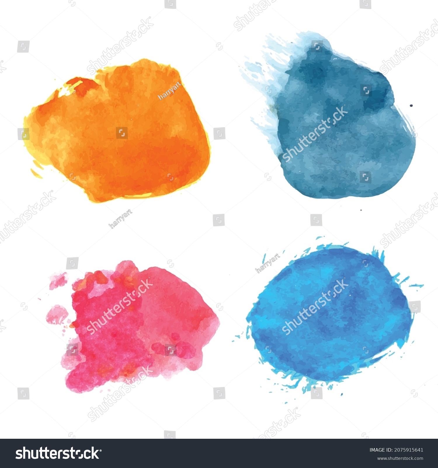 Hand Draw Splash Watercolor Set Design Stock Vector (Royalty Free ...