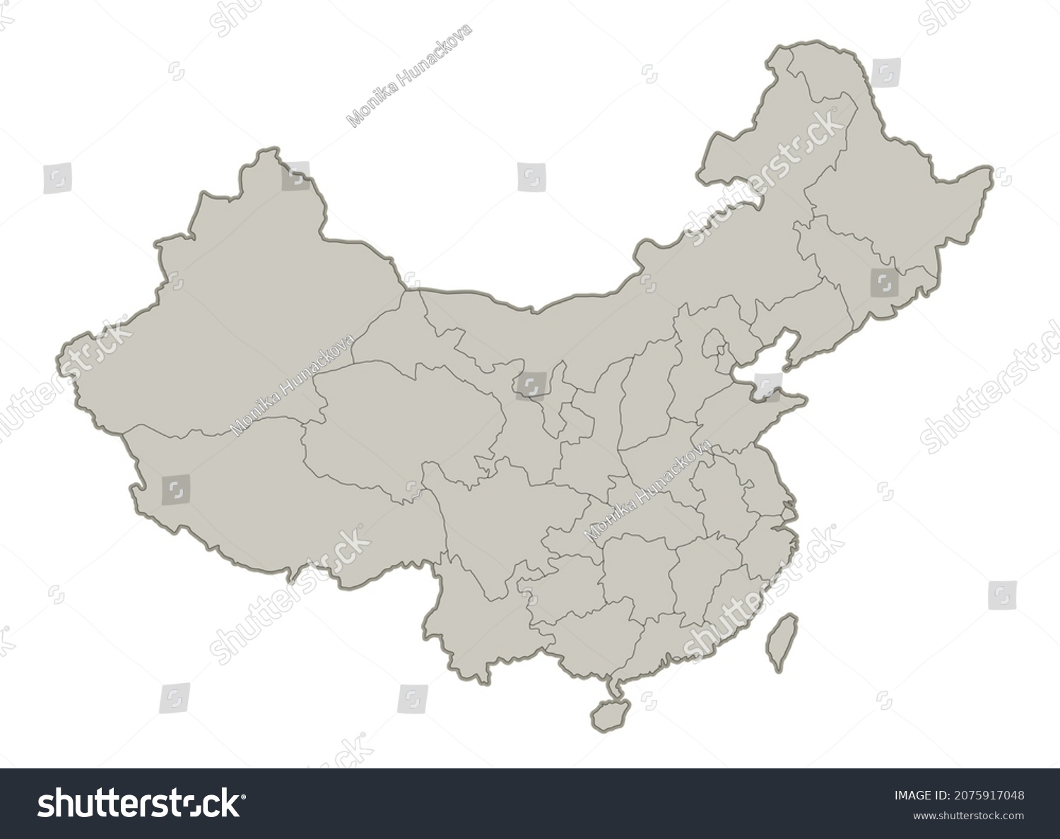 China Map Individual Regions Blank Template Stock Illustration ...