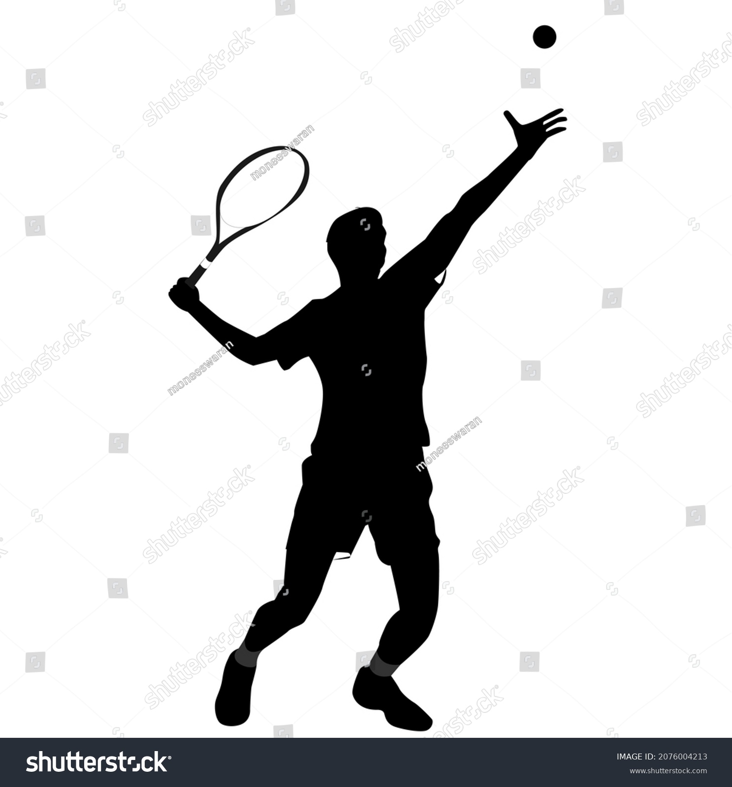 Man Tennis Player Black Sticker Simple Stock Vector (Royalty Free ...