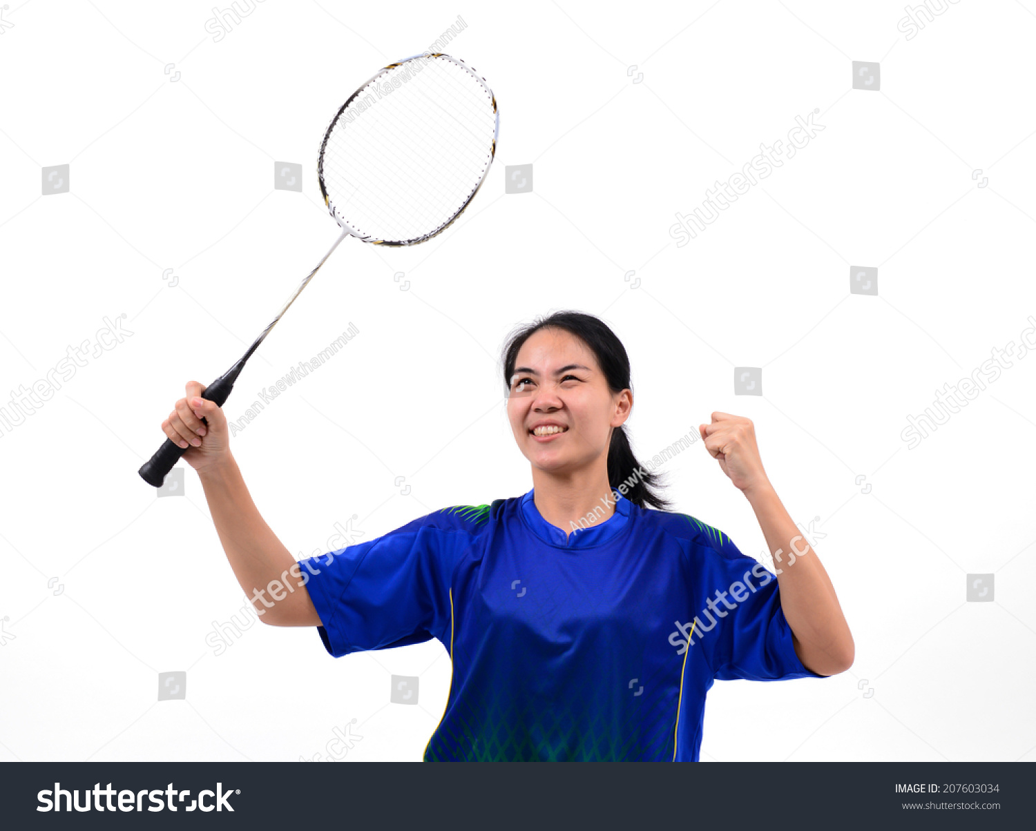 Badminton Player Action Isolated On White Stock Photo 207603034 ...