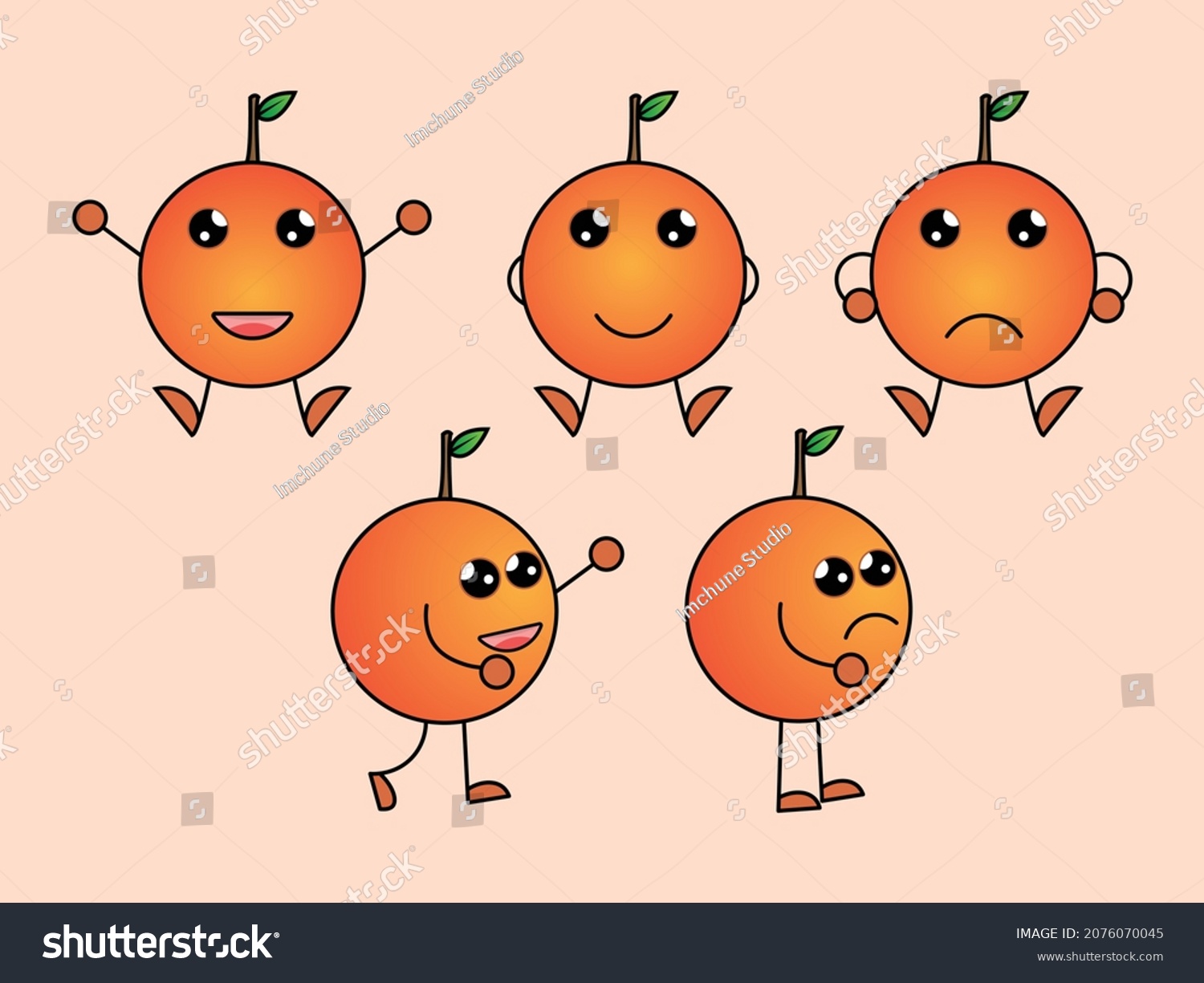 Cute Orange Emoticon Clipart Collection Vector Stock Vector Royalty Free Shutterstock