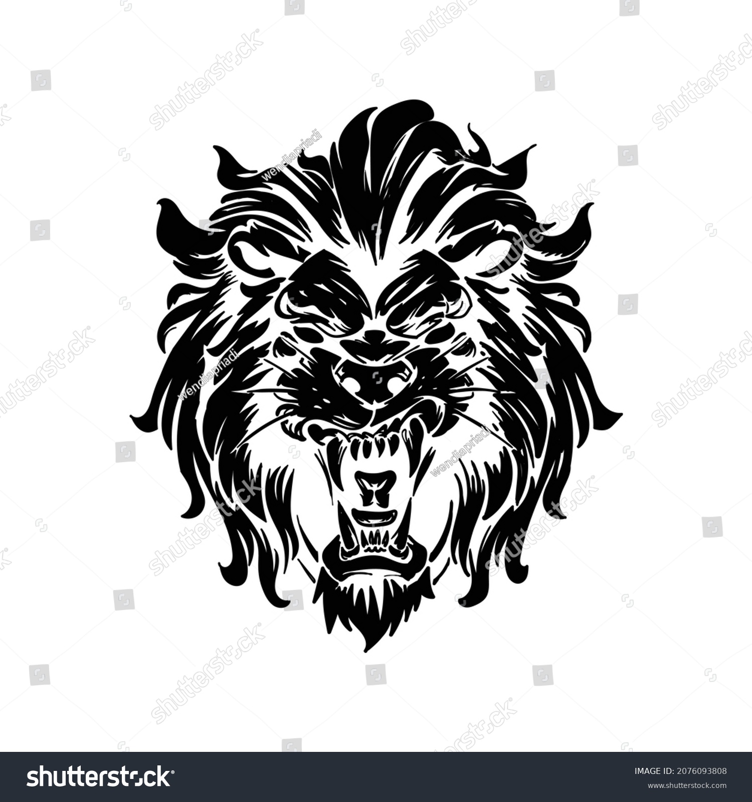 Black Lion Head Sketch Can Be Stock Vector (Royalty Free) 2076093808 ...