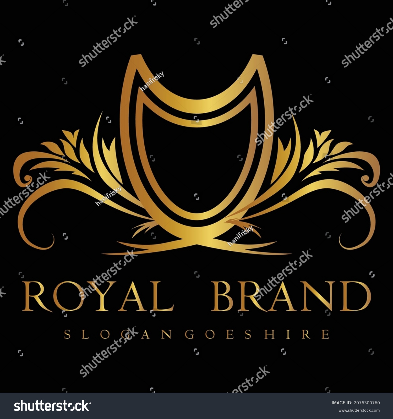 Royal Logo Design Gold Colored Stock Vector (Royalty Free) 2076300760 ...