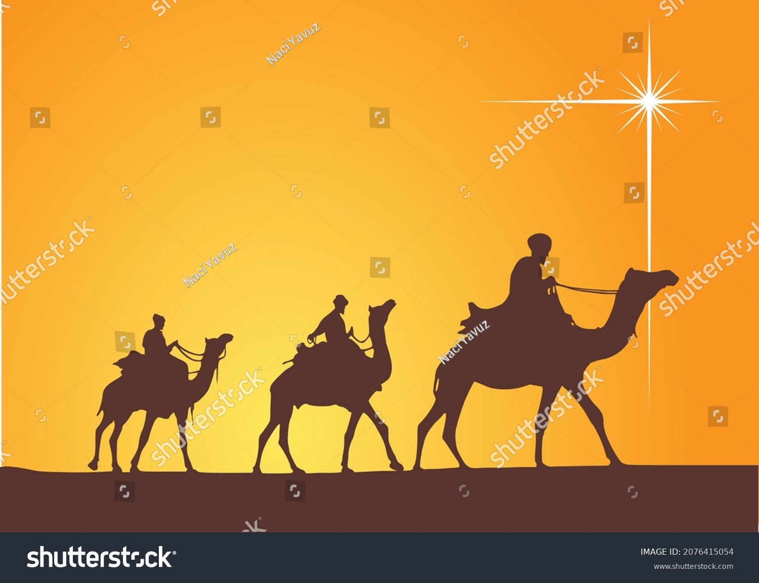 Three Wise Men Follow Star Find Stock Vector (Royalty Free) 2076415054 ...