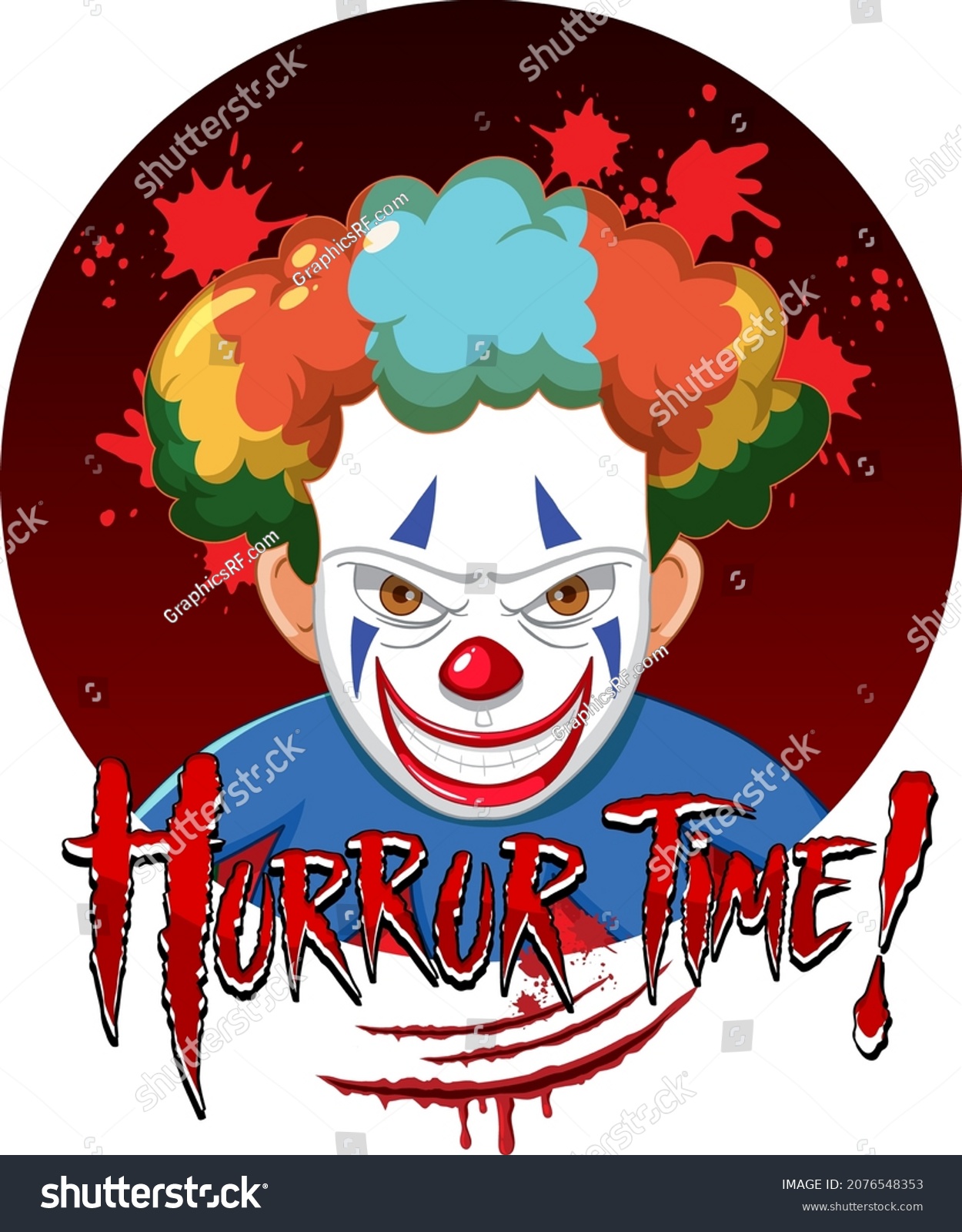 Scary Creepy Clown Face Horror Time Stock Vector (Royalty Free