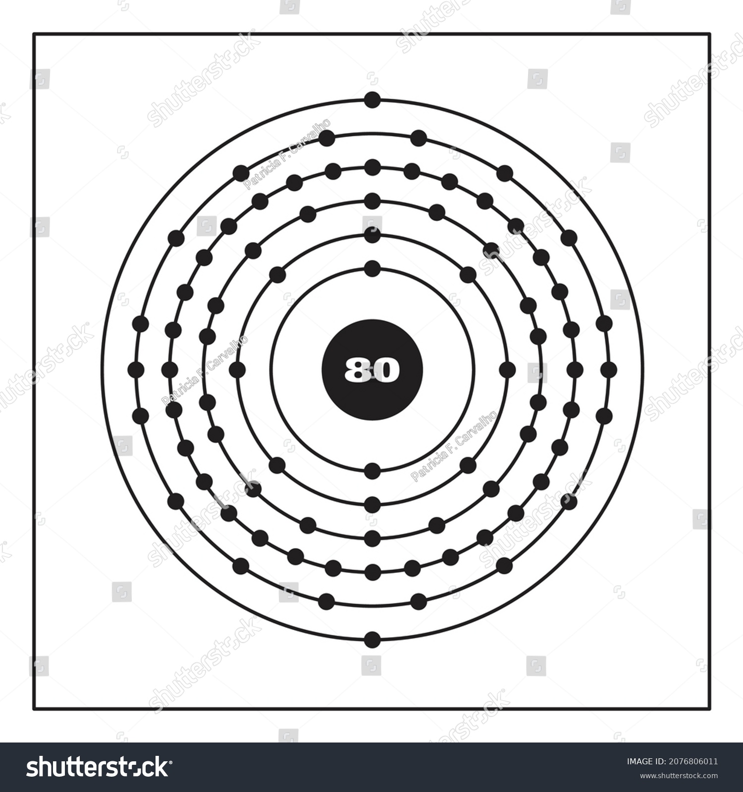 Bohr Model Representation Mercury Atom Number Stock Vector (Royalty ...