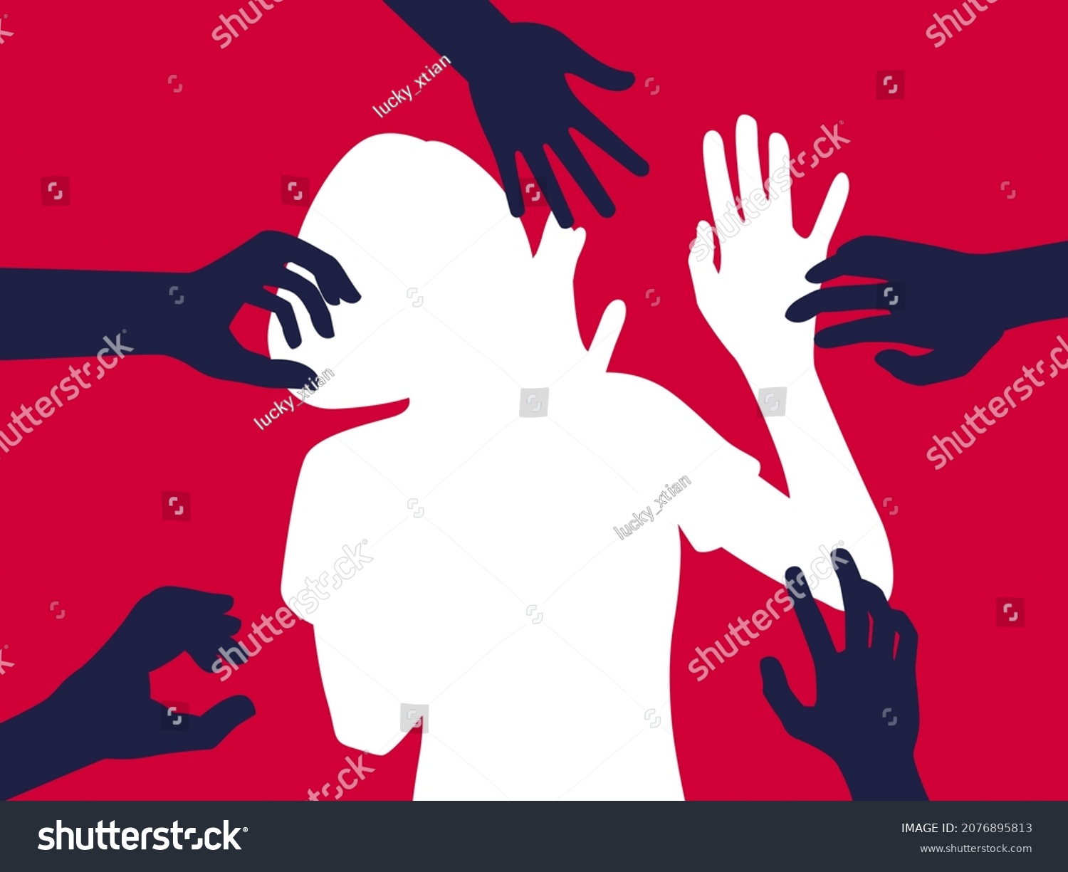 Silhouette Woman Harassment Vector Illustration Hands Stock Vector Royalty Free 2076895813 8685