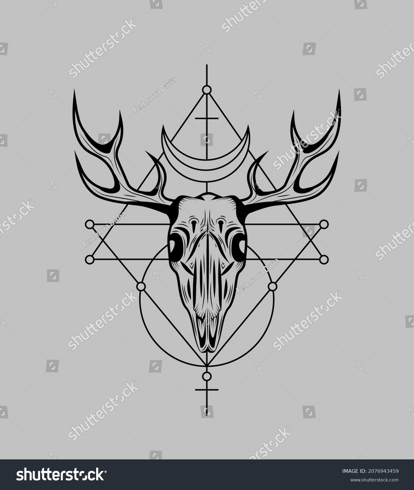 Geometric Tattoo Design Deer Skull Black Stock Vector (Royalty Free ...