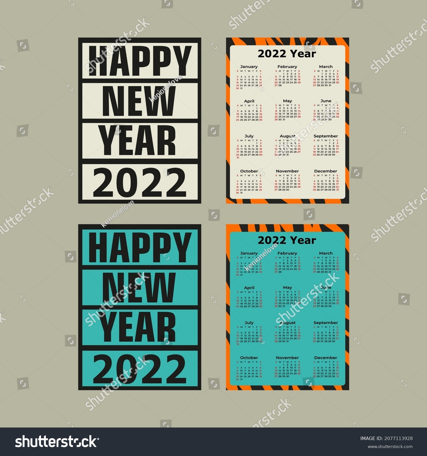 Tiger On Printable Calendar Year Tiger Stock Vector (Royalty Free