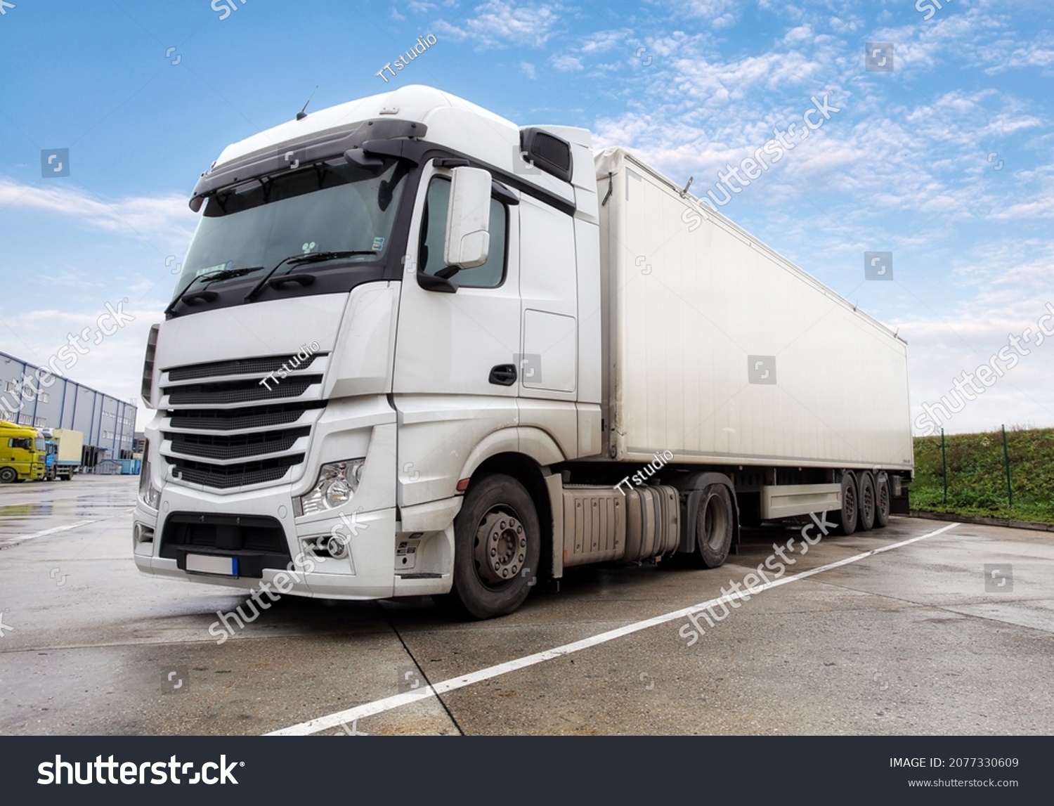 Industrial Building Warehouse Freight Trucks Logistic Stock Photo ...