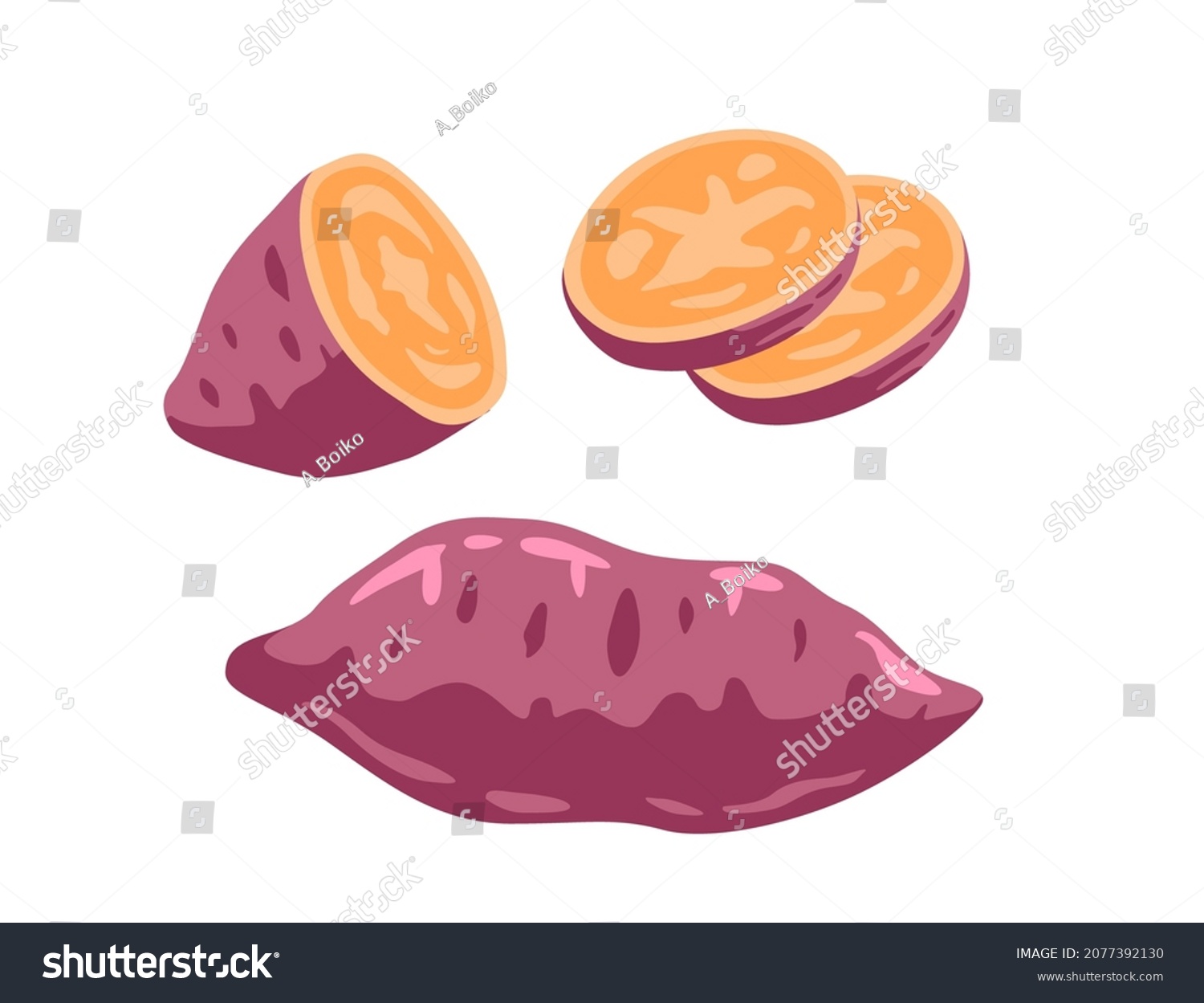 Satsuma Imo Sweet Potato Batat Whole Stock Vector (Royalty Free ...