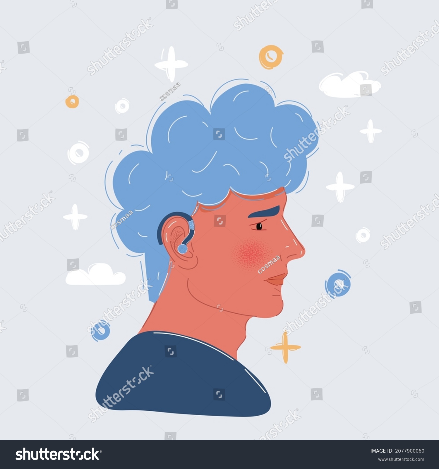 Cartoon Vector Illustration Man Hear Impairment Stock Vector (Royalty ...