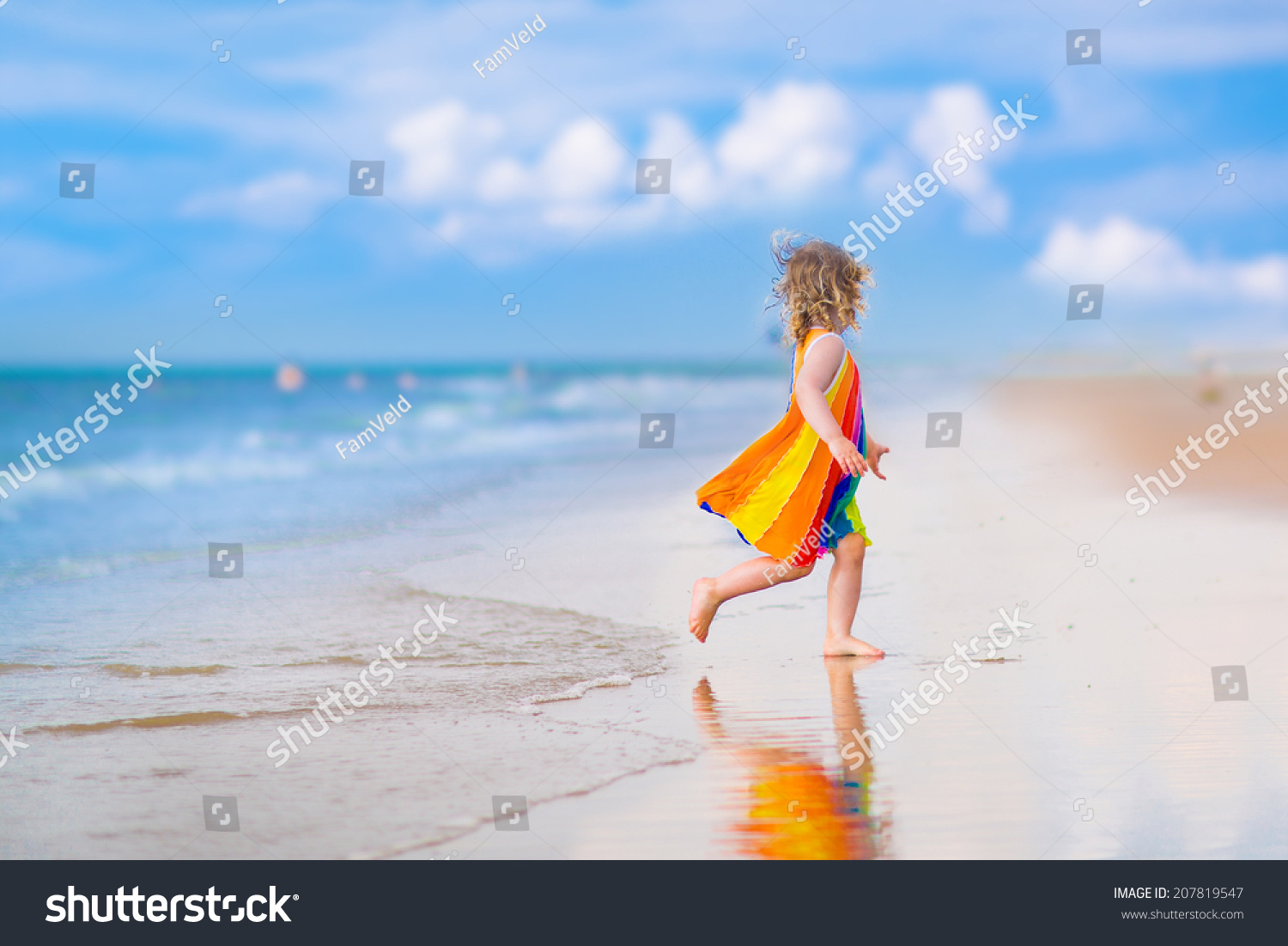 Happy Laughing Little Girl Colorful Rainbow Stock Photo 207819547 ...