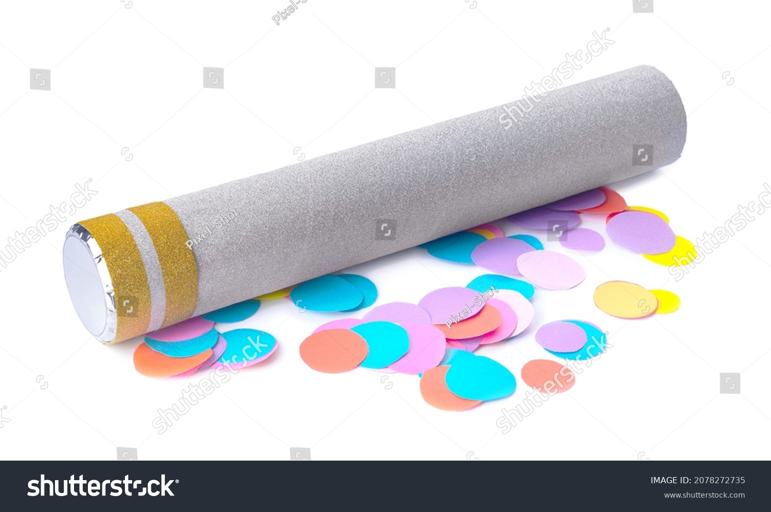 Party Popper Confetti On White Background Stock Photo 2078272735 ...