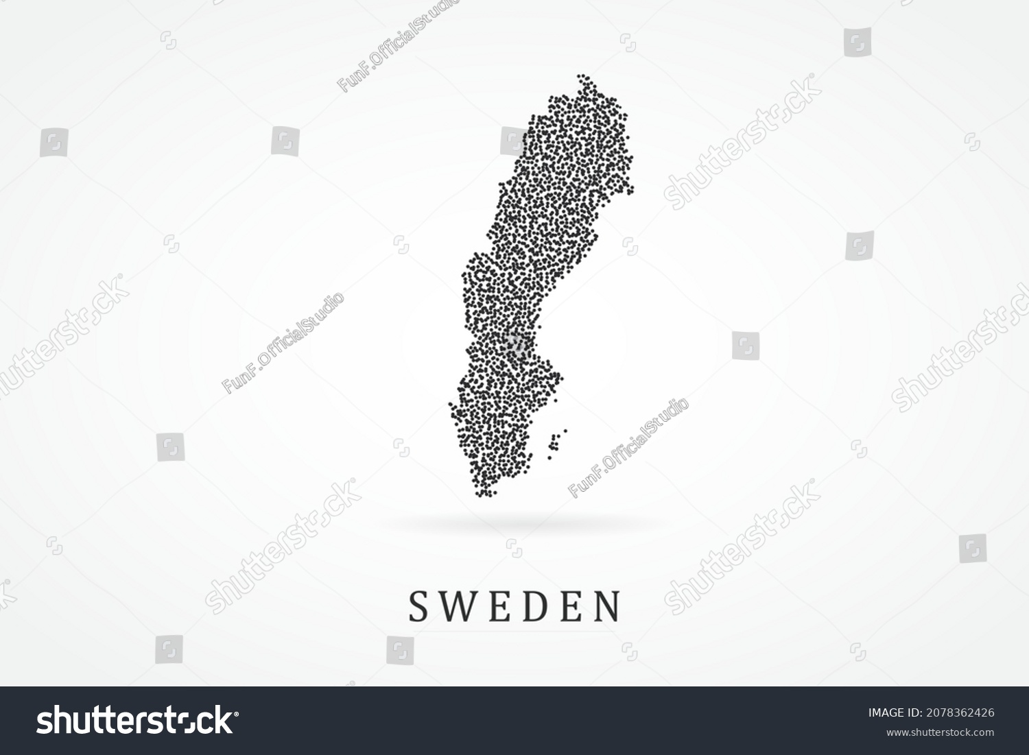 Sweden Map World Map Vector Template Stock Vector Royalty Free   Stock Vector Sweden Map World Map Vector Template With Black Grid On White Background For Education 2078362426 