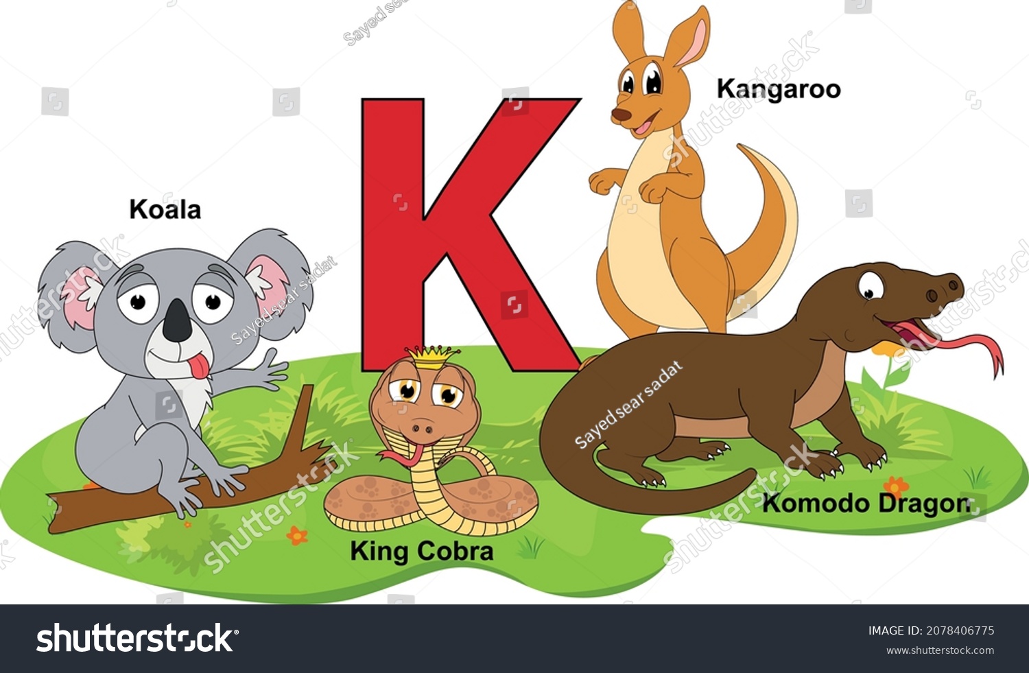 Cute Animal Cartoon Alphabet Letter Stock Vector (Royalty Free ...