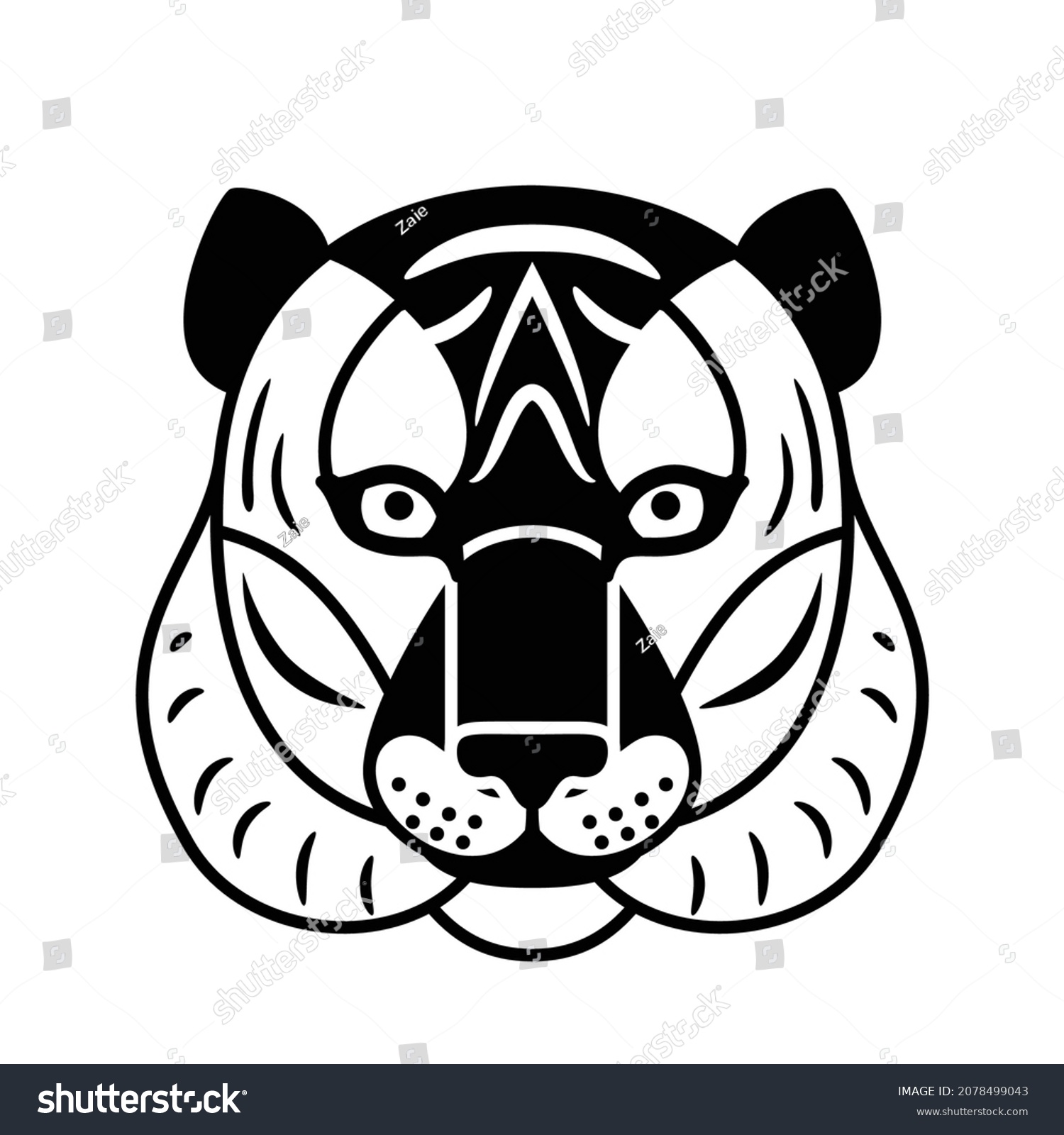 Tiger Face Vector Background Black White Stock Vector (Royalty Free ...