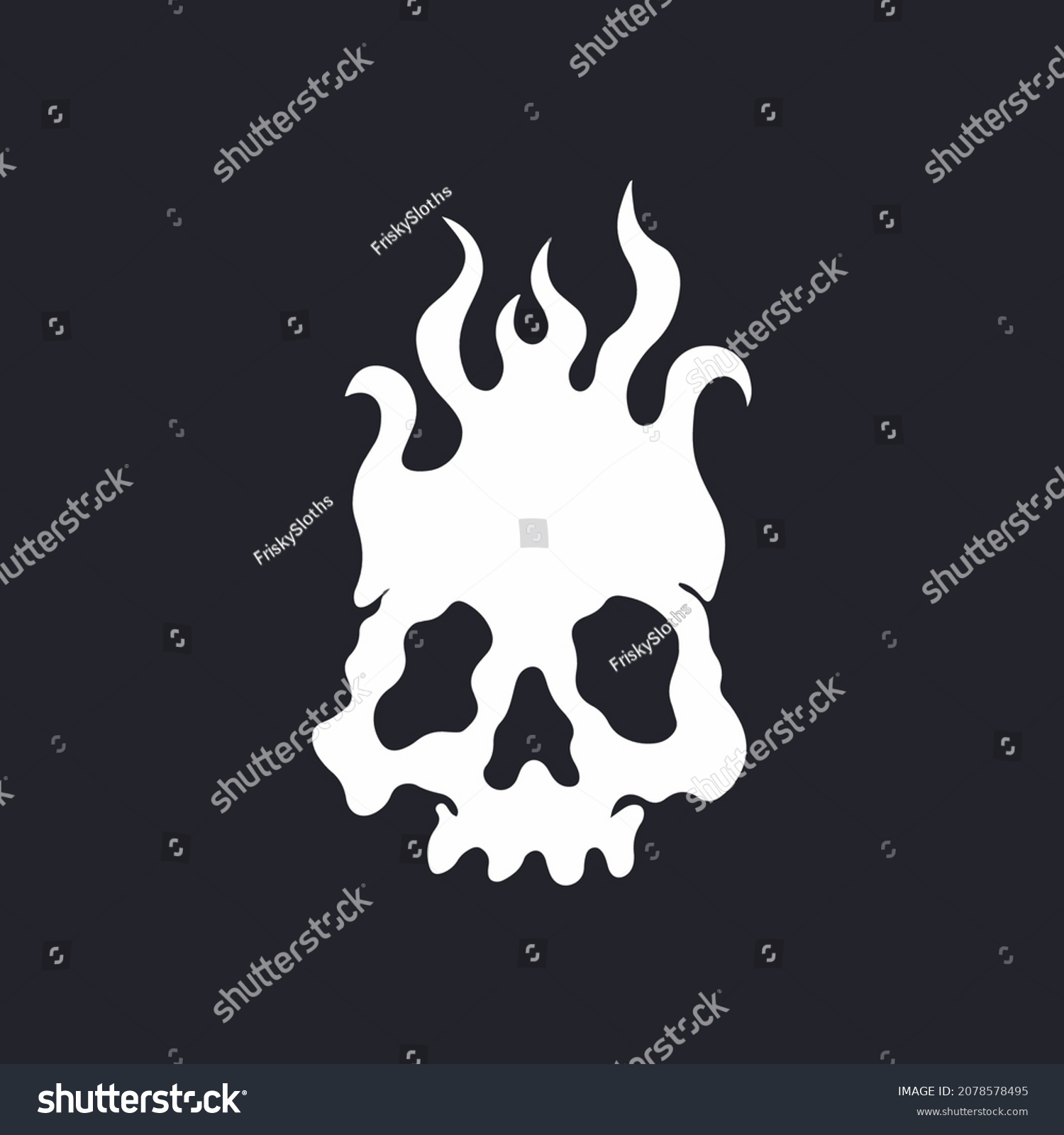 Flaming White Skull Symbol Logo On Stock Vector (Royalty Free ...