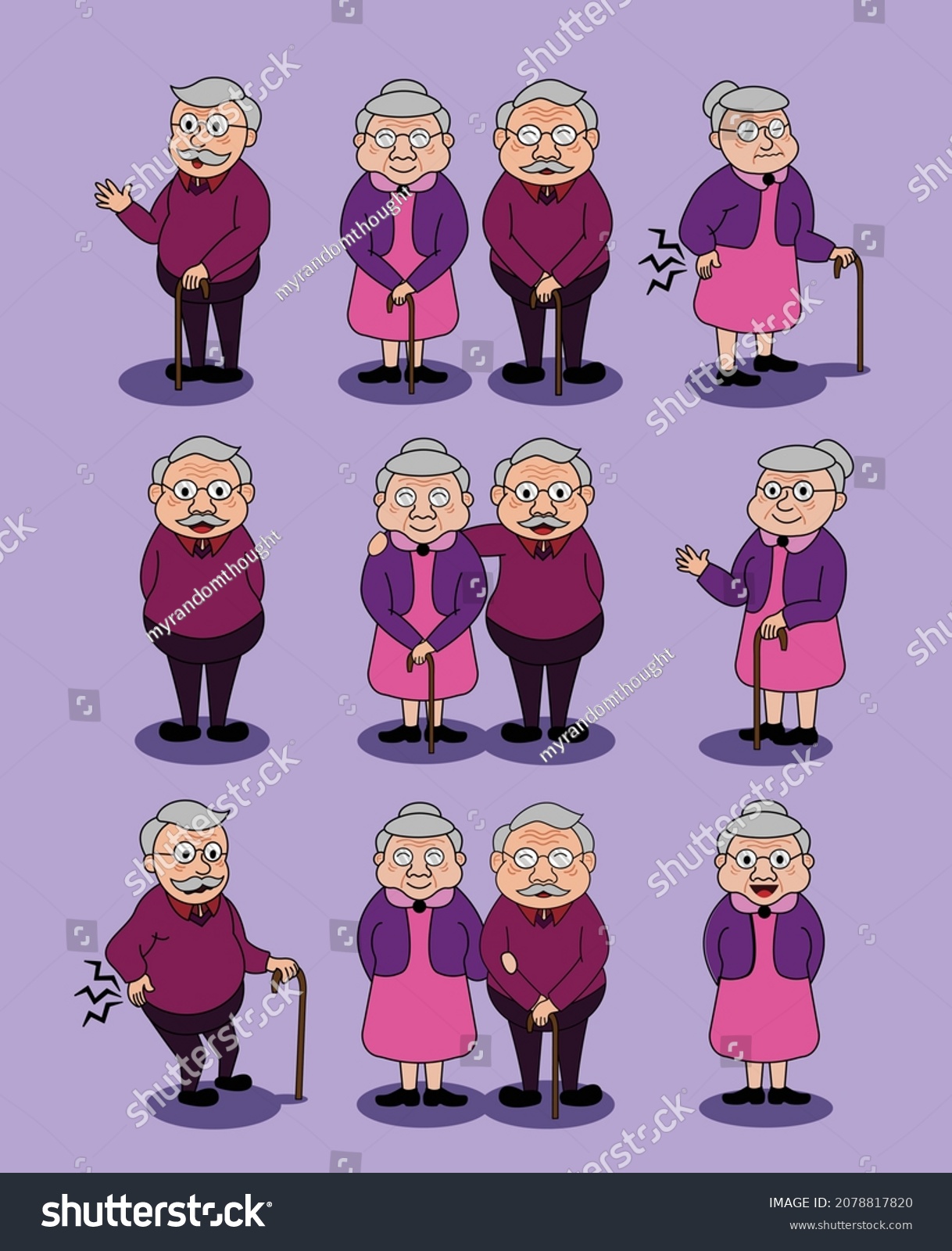 Vector Illustration Old Man Old Woman Stock Vector Royalty Free vector-illustration-old-man-old-woman-stock-vector-royalty-free