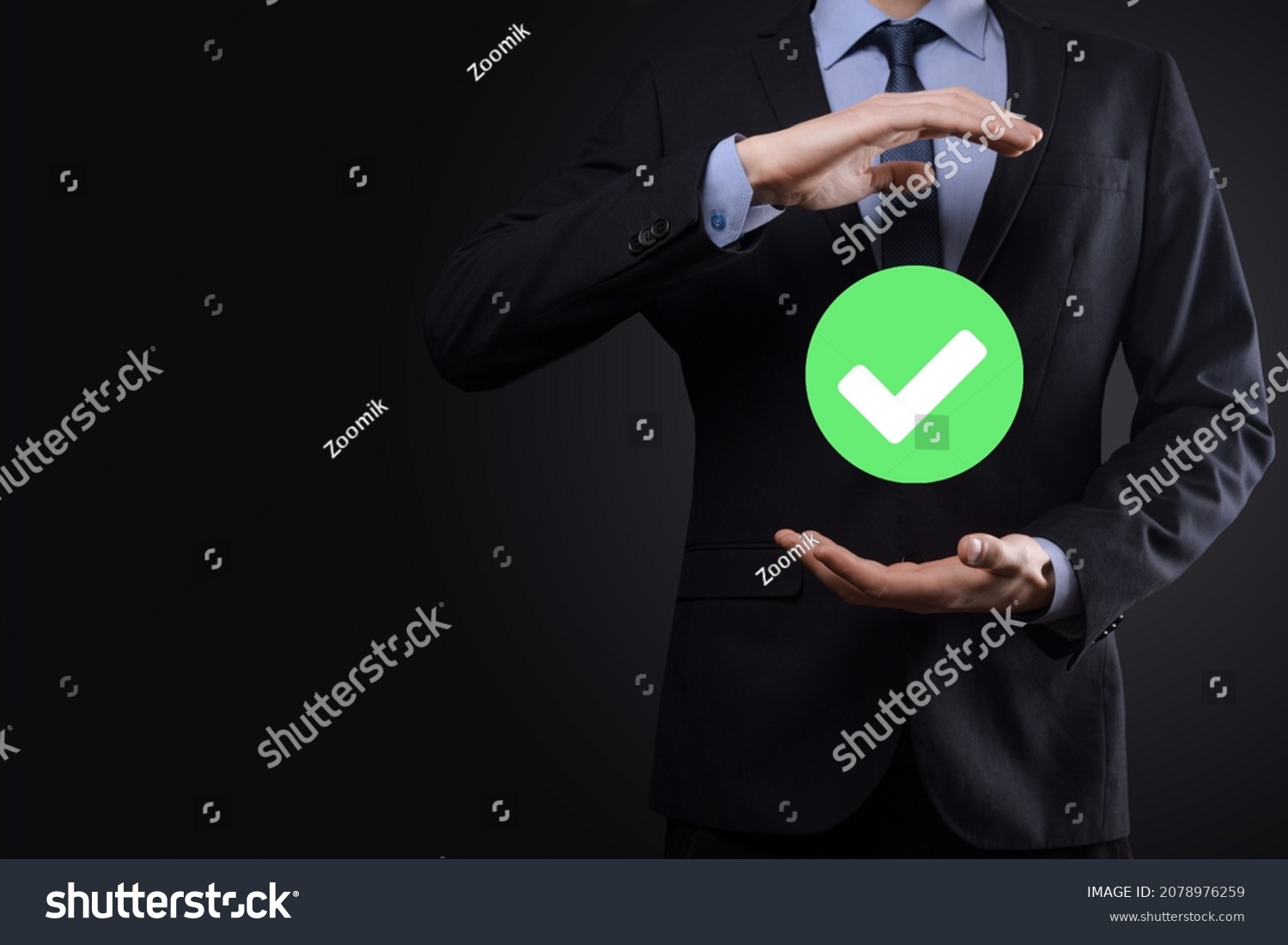 Hand Holds Green Icon Check Markcheck Stock Photo 2078976259 | Shutterstock