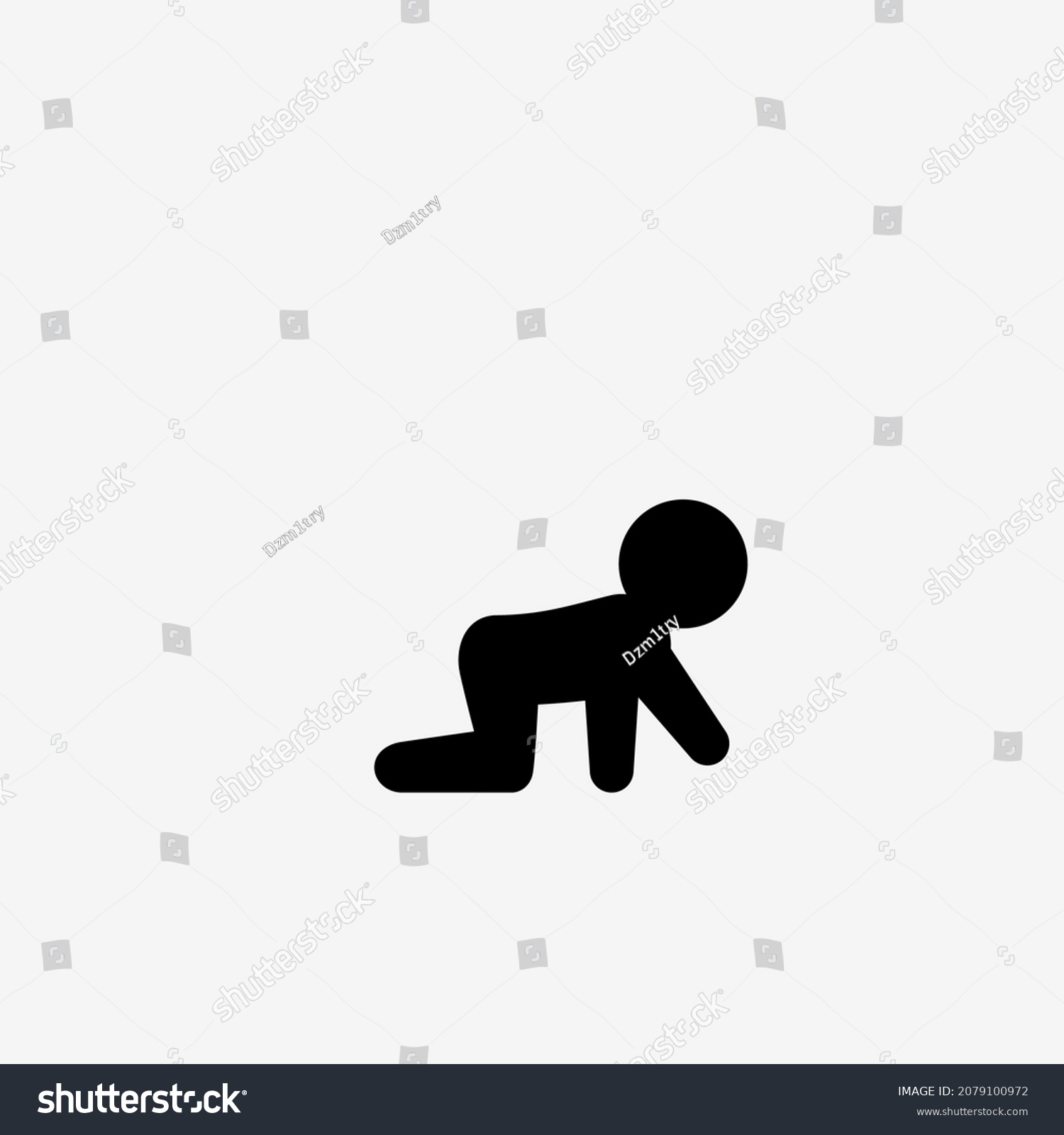 Outlines Baby Sitting Isolated White Background Stock Vector By