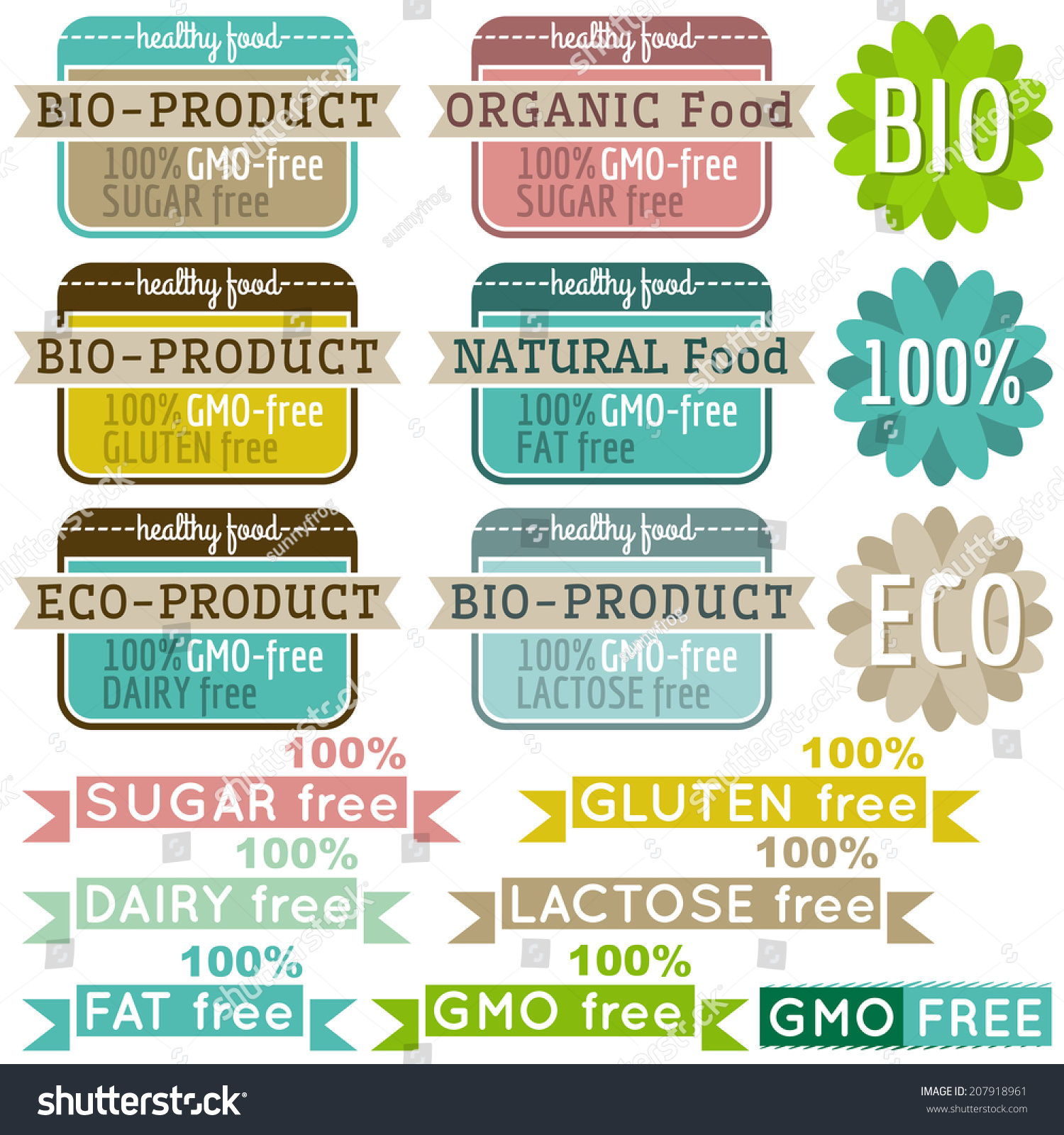 Set Natural Organic Product Labels Emblems Stock Vector Royalty Free