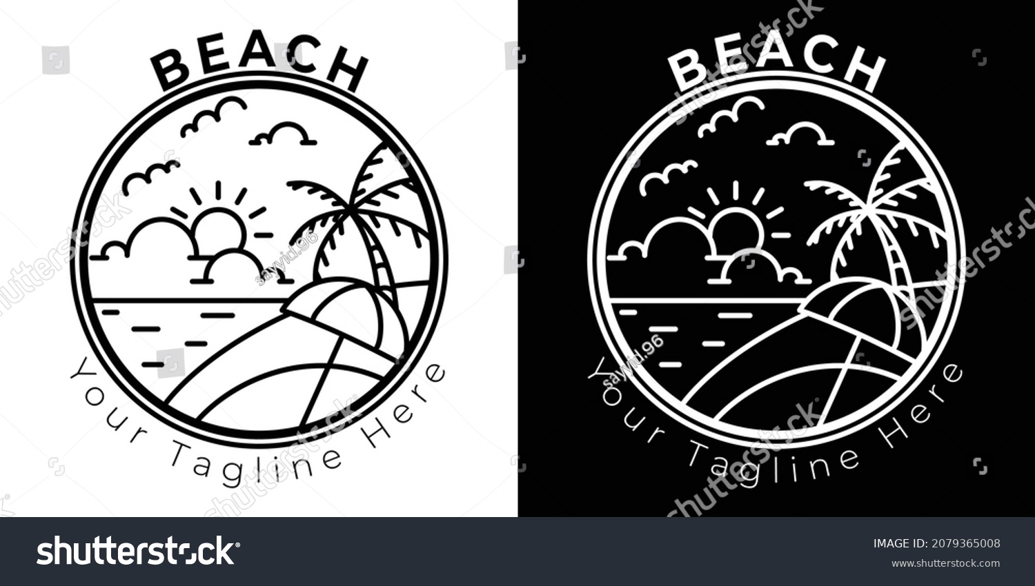 Simple Beach Logo Lines Available Black Stock Vector (Royalty Free ...