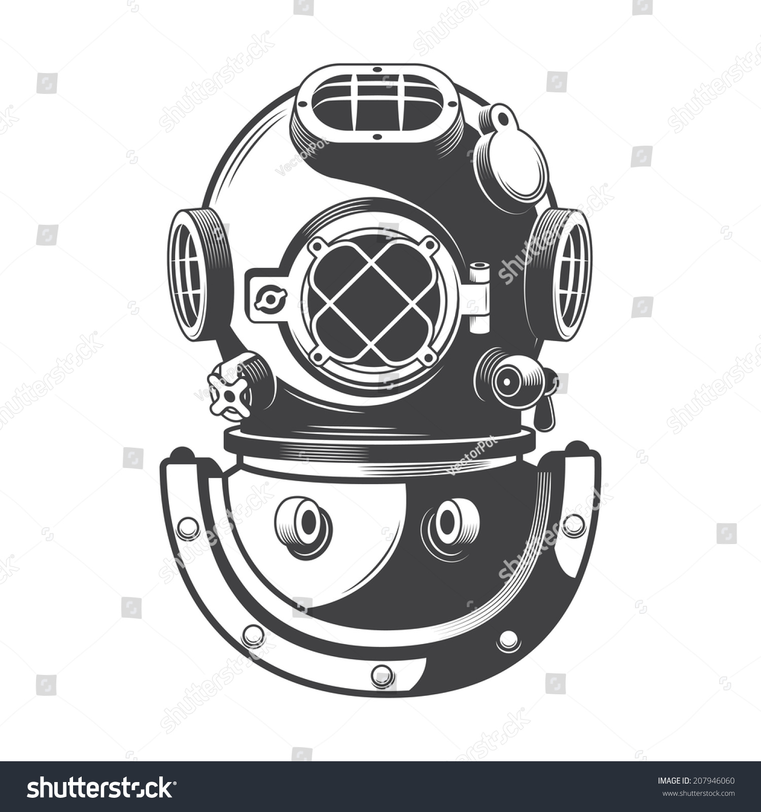 Vintage Diving Helmet Stock Illustration 207946060 Shutterstock   Stock Photo Vintage Diving Helmet 207946060 