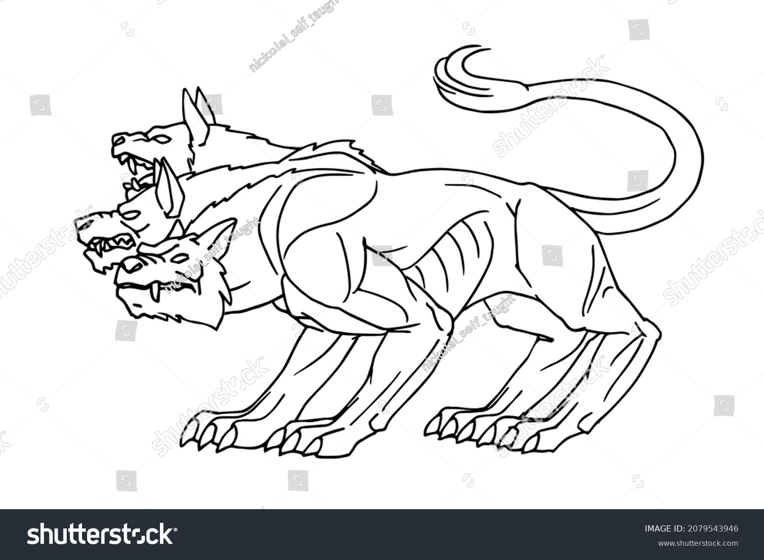 Cerberus Hound Hades Threeheaded Watchdog Vector Stock Vector (Royalty ...