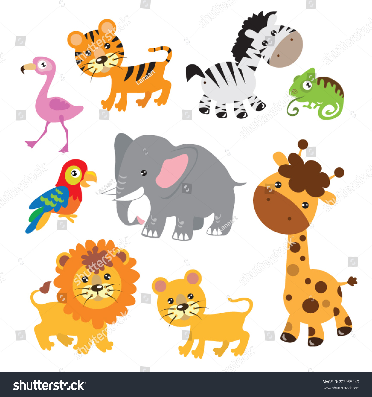 Jungle Animal Vector Illustration Stock Vector (Royalty Free) 207955249 ...