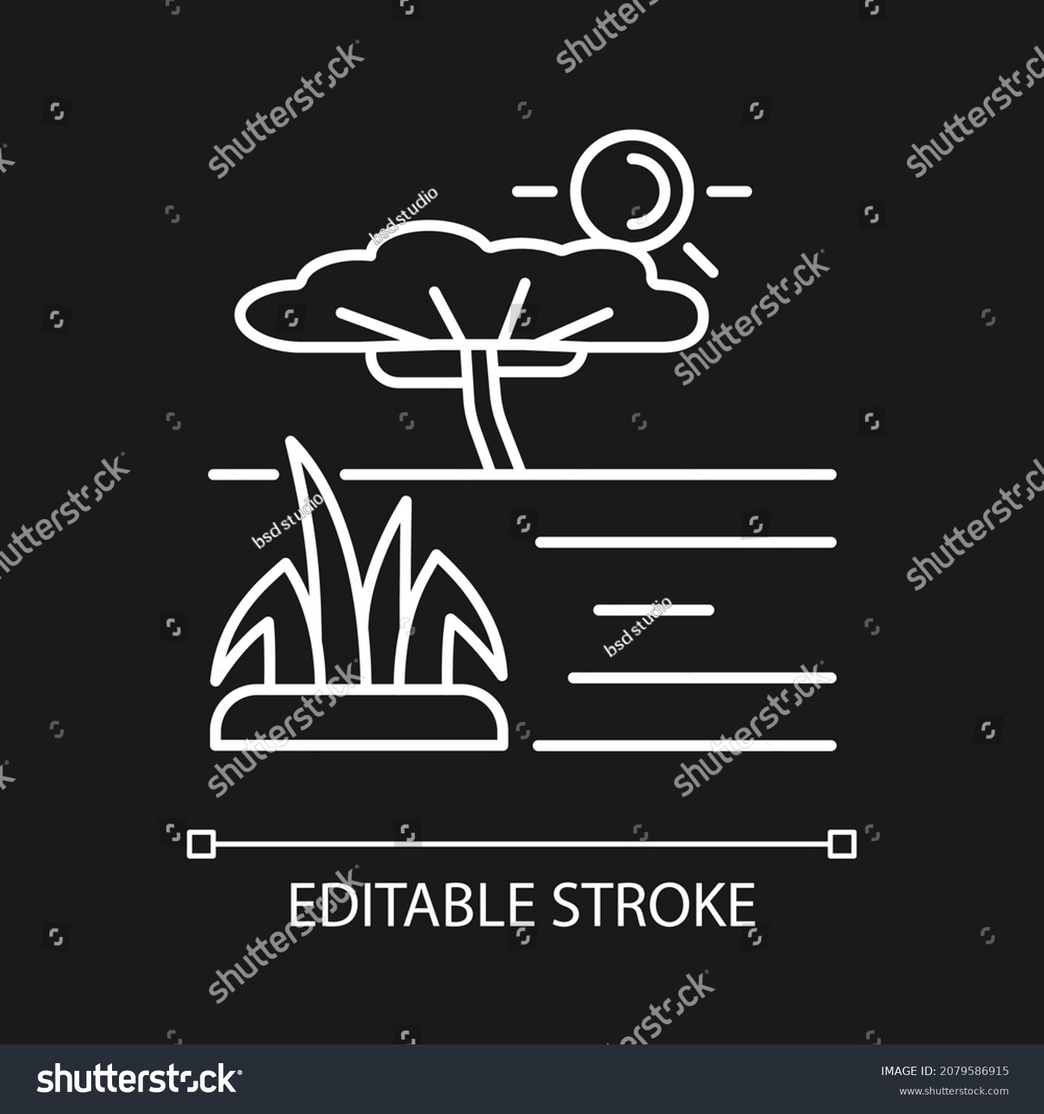 Savanna White Linear Icon Dark Theme Stock Vector (Royalty Free ...